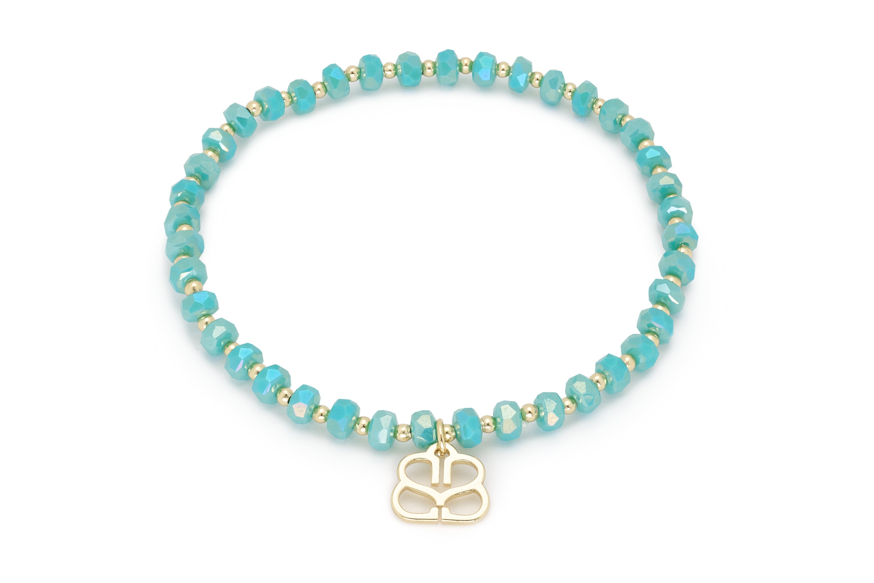 Prunus Turquoise & Gold Crystal Stretch Bracelet