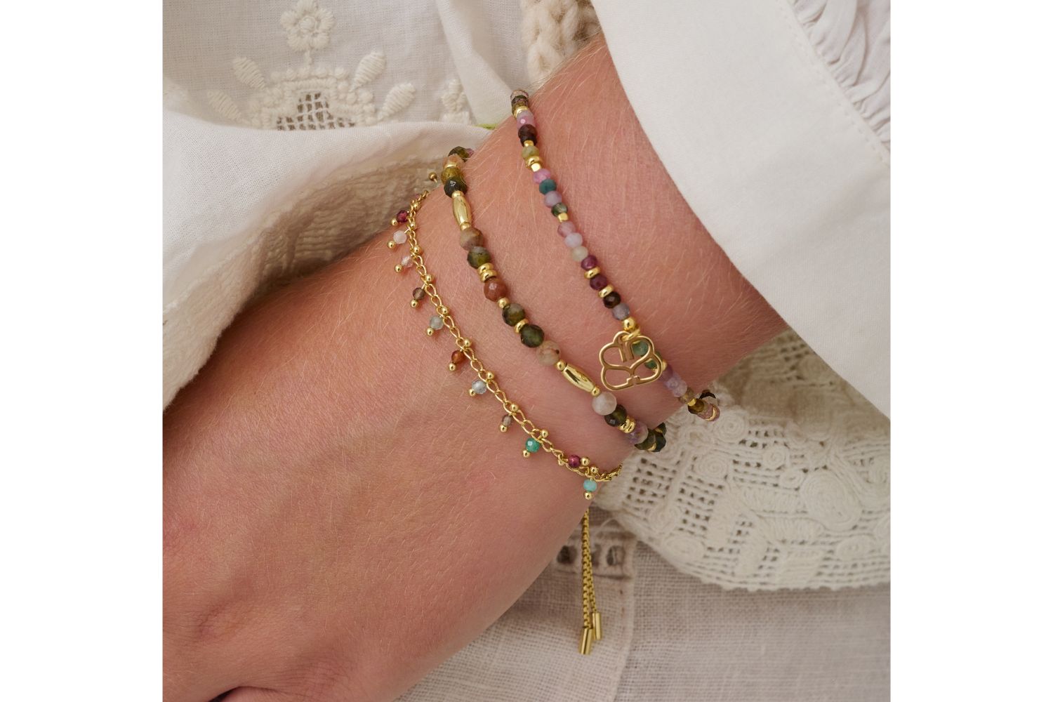 Kea 3 Layer Gemstone Bracelet Stack - Boho Betty