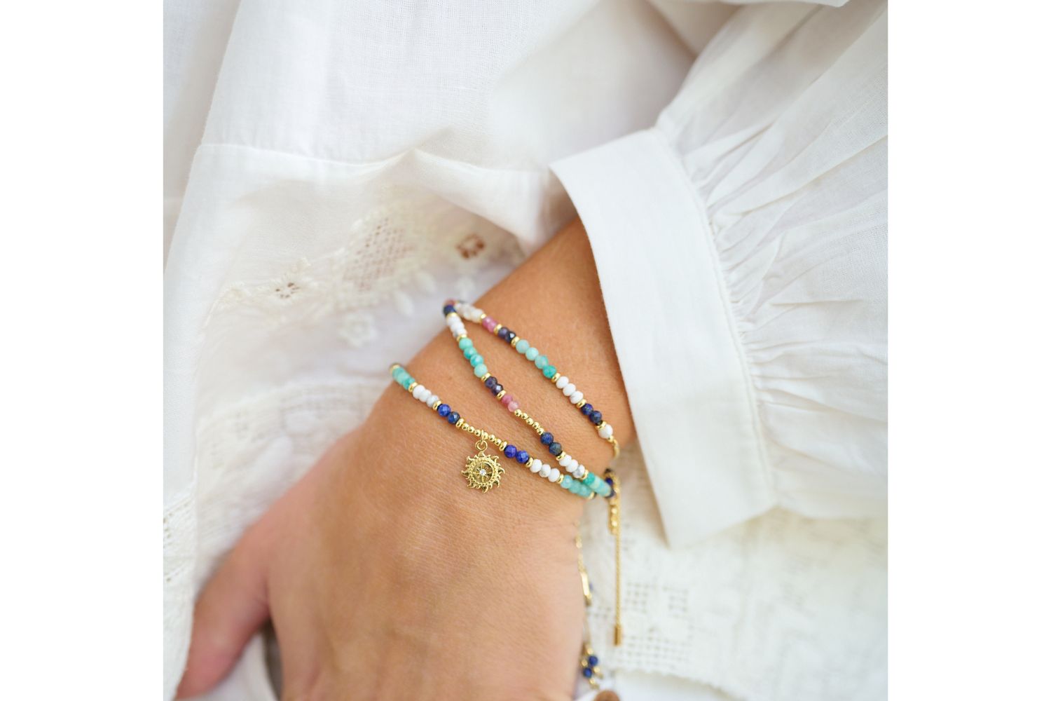 Pastel 2 Layer Gemstone Bracelet Stack