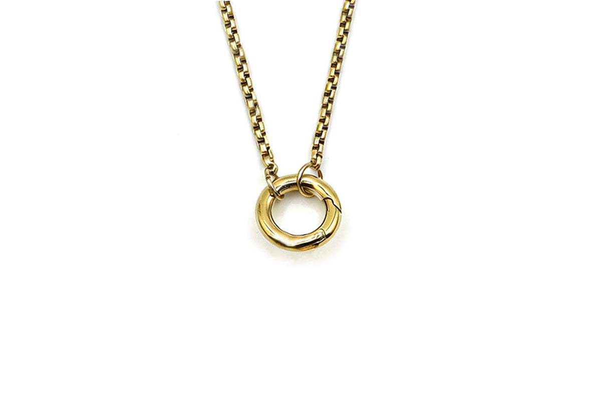 Thalia short gold chain necklace with central ring detail, minimal waterproof gold necklace for layering