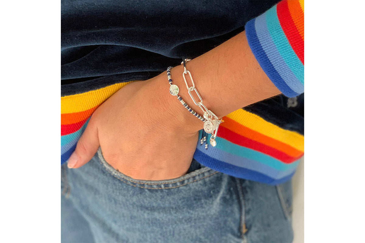 Ukelele Silver Chain Bracelet showcasing bold geometric design