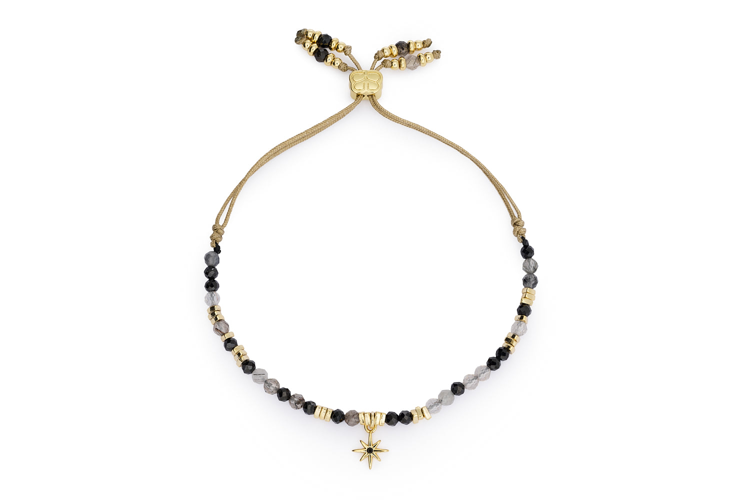 Una Gold & Black Spinel Mix Gemstone Bracelet on white background