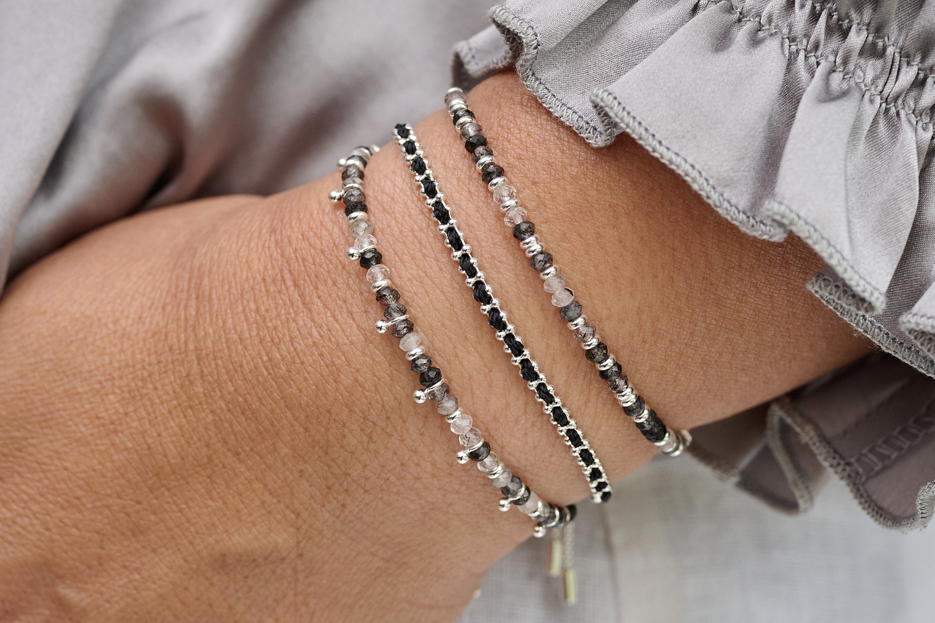 Serenity Black Ruitilite Bracelet Stack