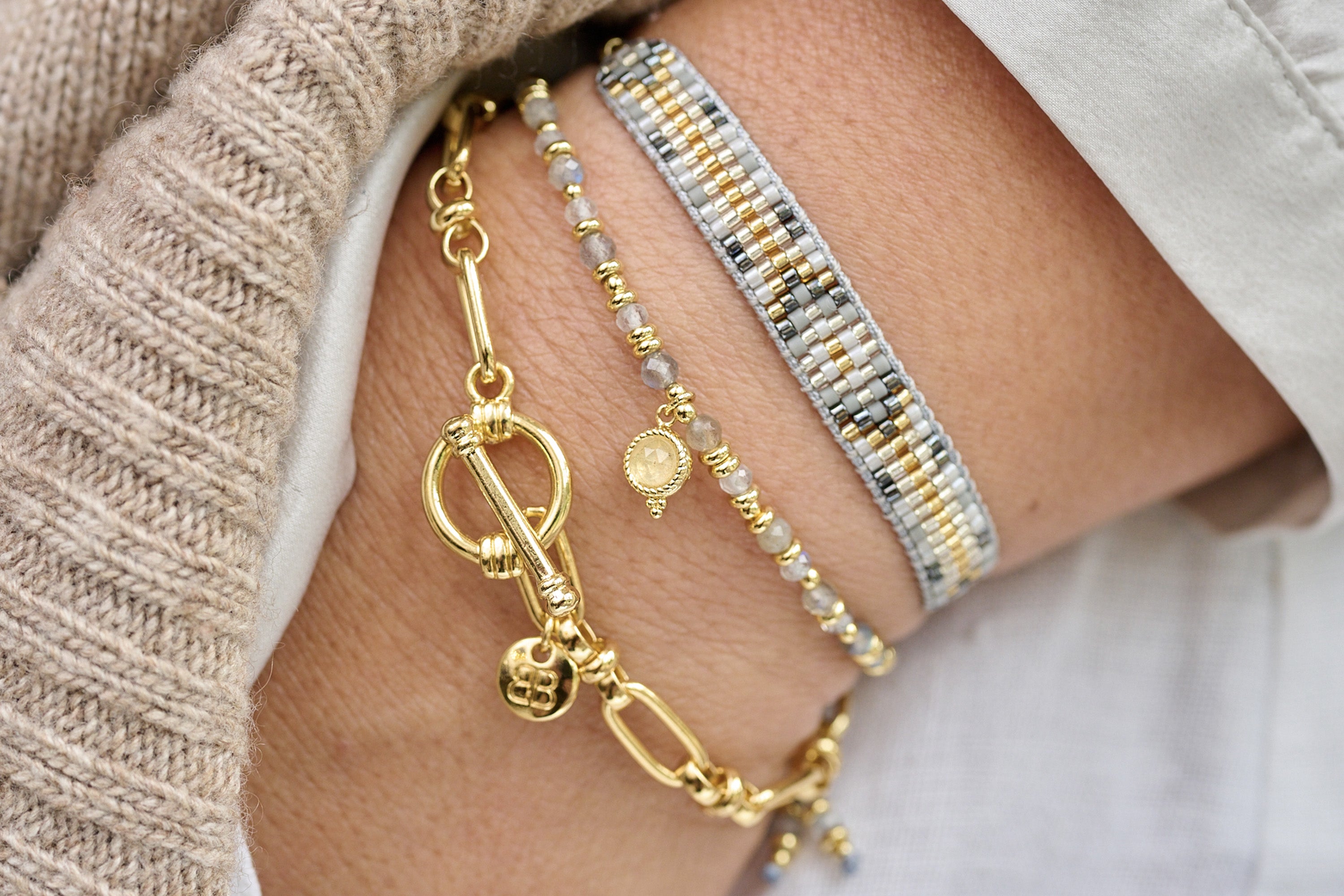 Sense Labradorite Gold Beaded Friendship Bracelet