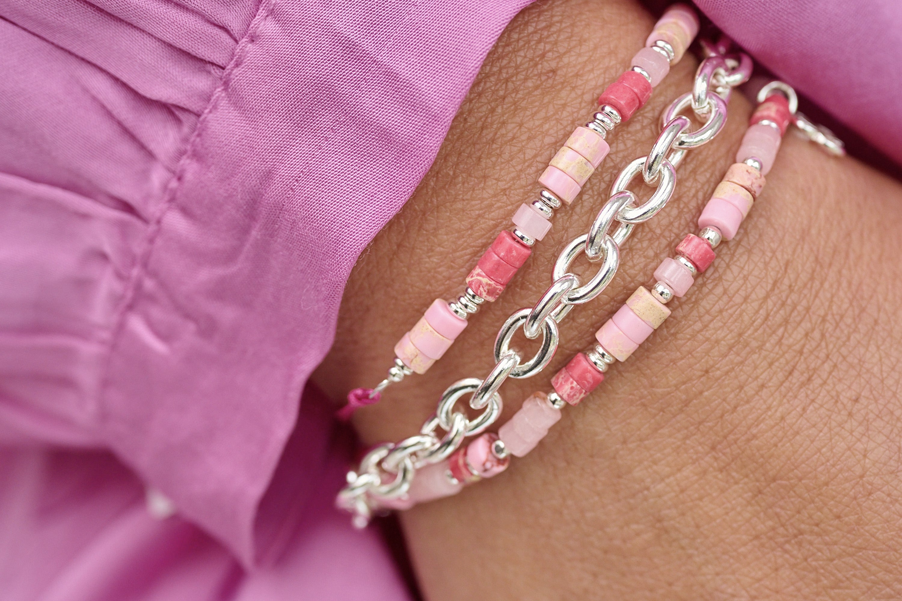 Rayne Pink Silver Gemstone Bracelet