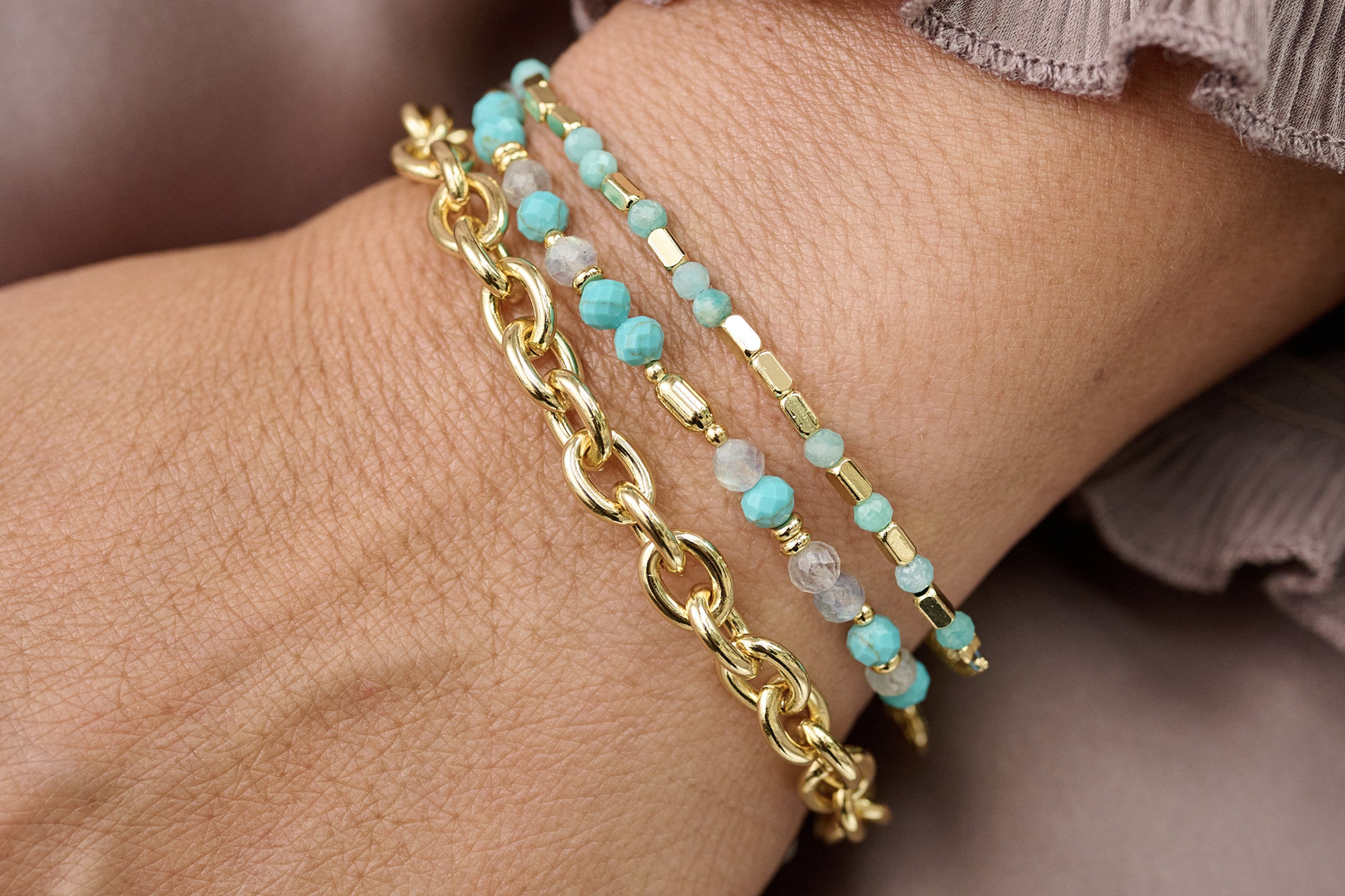 Encourage Amazonite Gold Bracelet