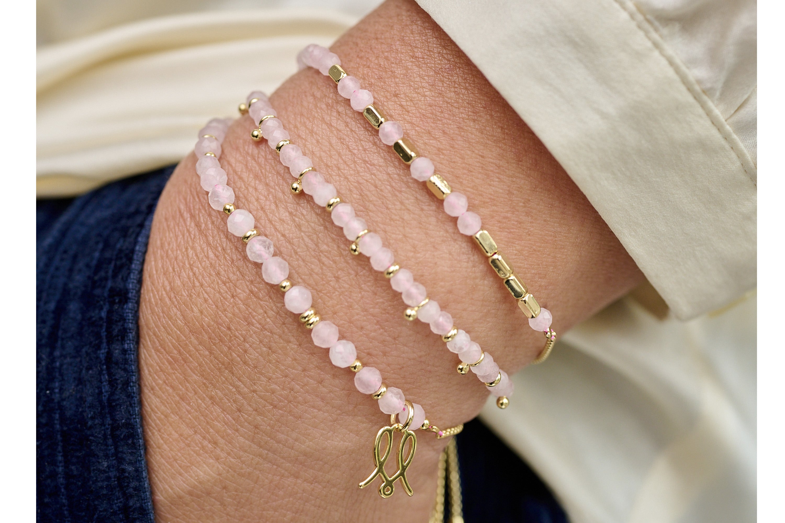 Harmony Rose Quartz Gold Bracelet