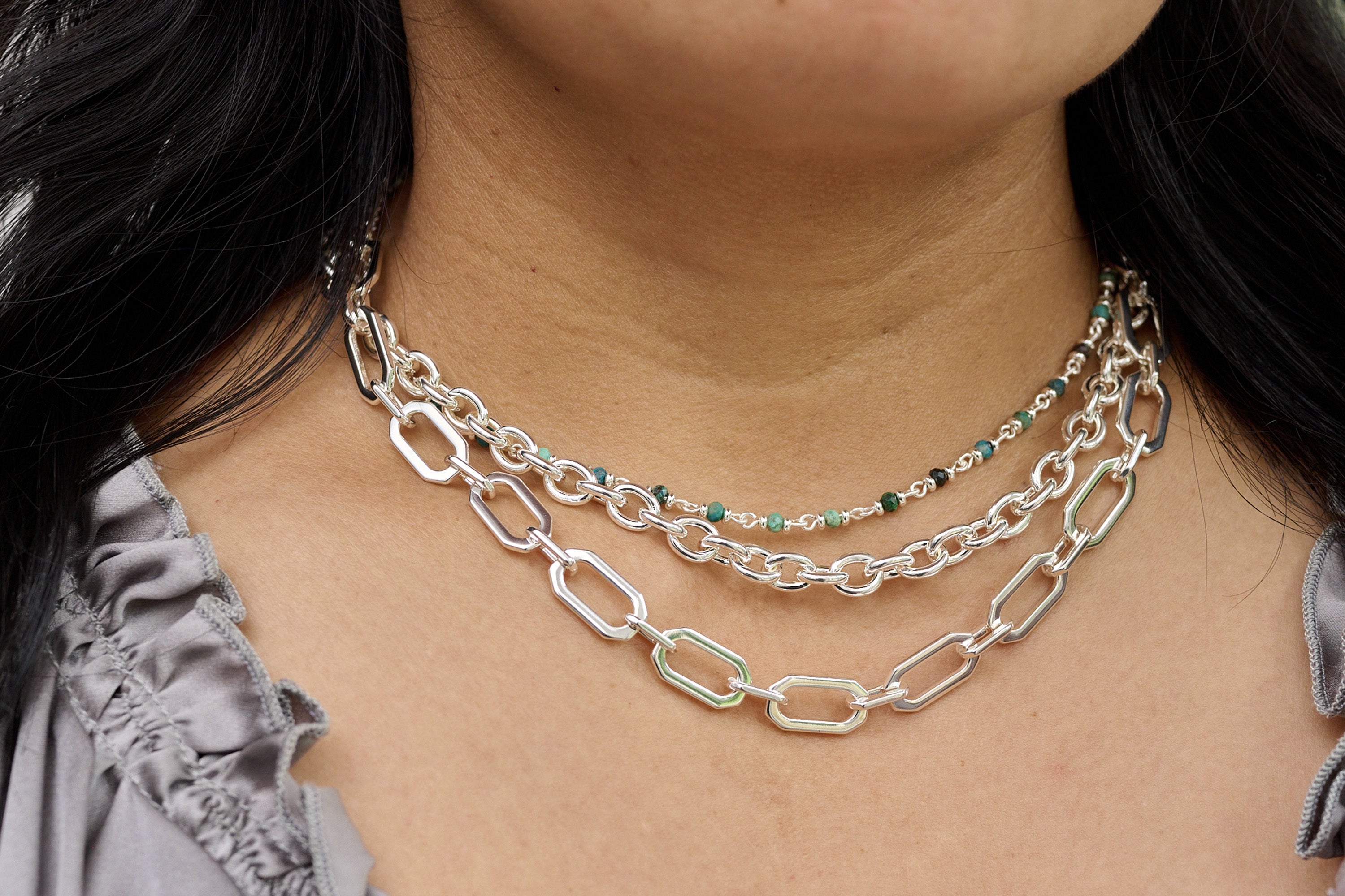 Midas Silver Chunky Chain Medium Length Necklace