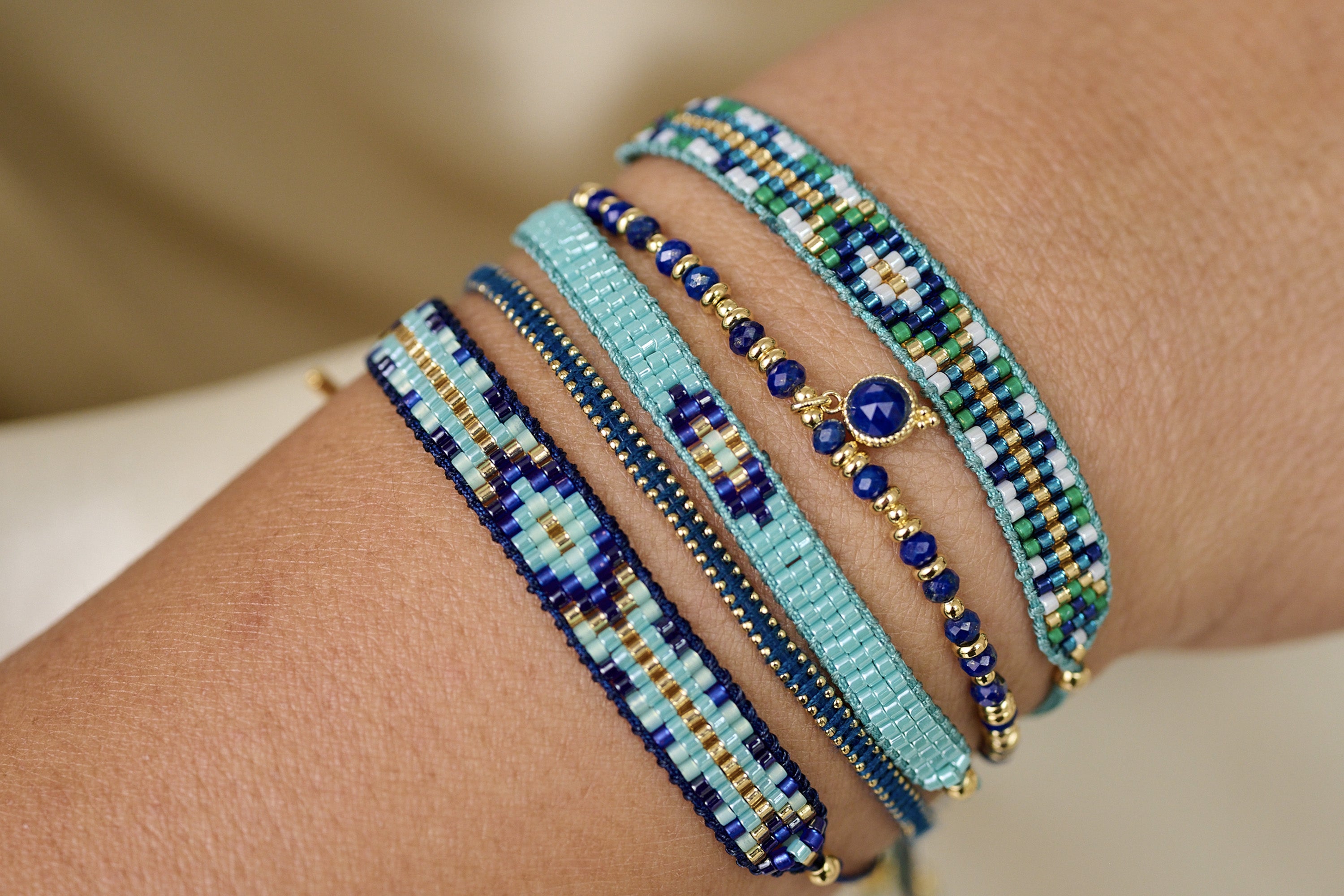 Sense Lapis Lazuli Gold Beaded Friendship Bracelet