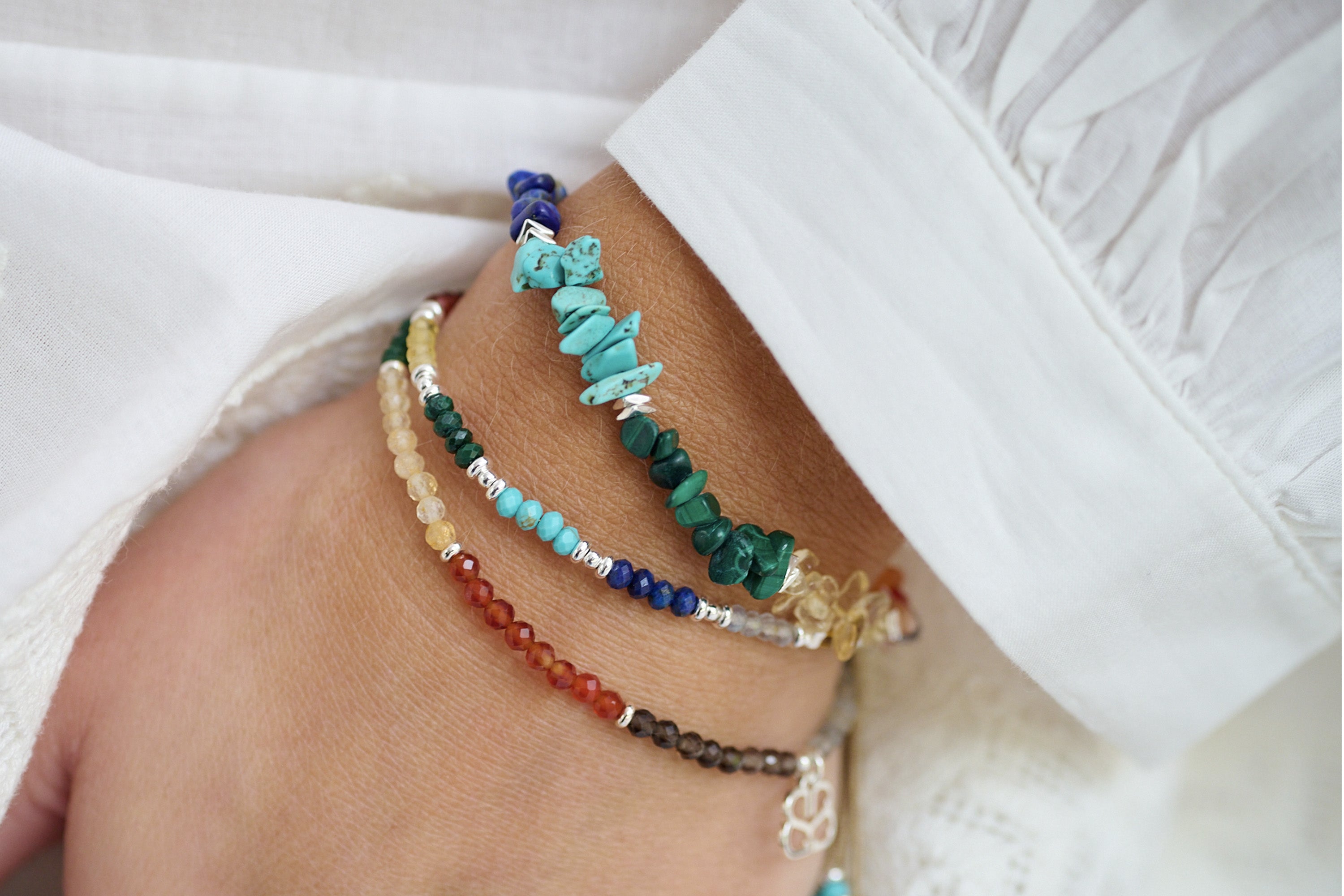 Vortex Gemstone Silver Friendship Bracelet