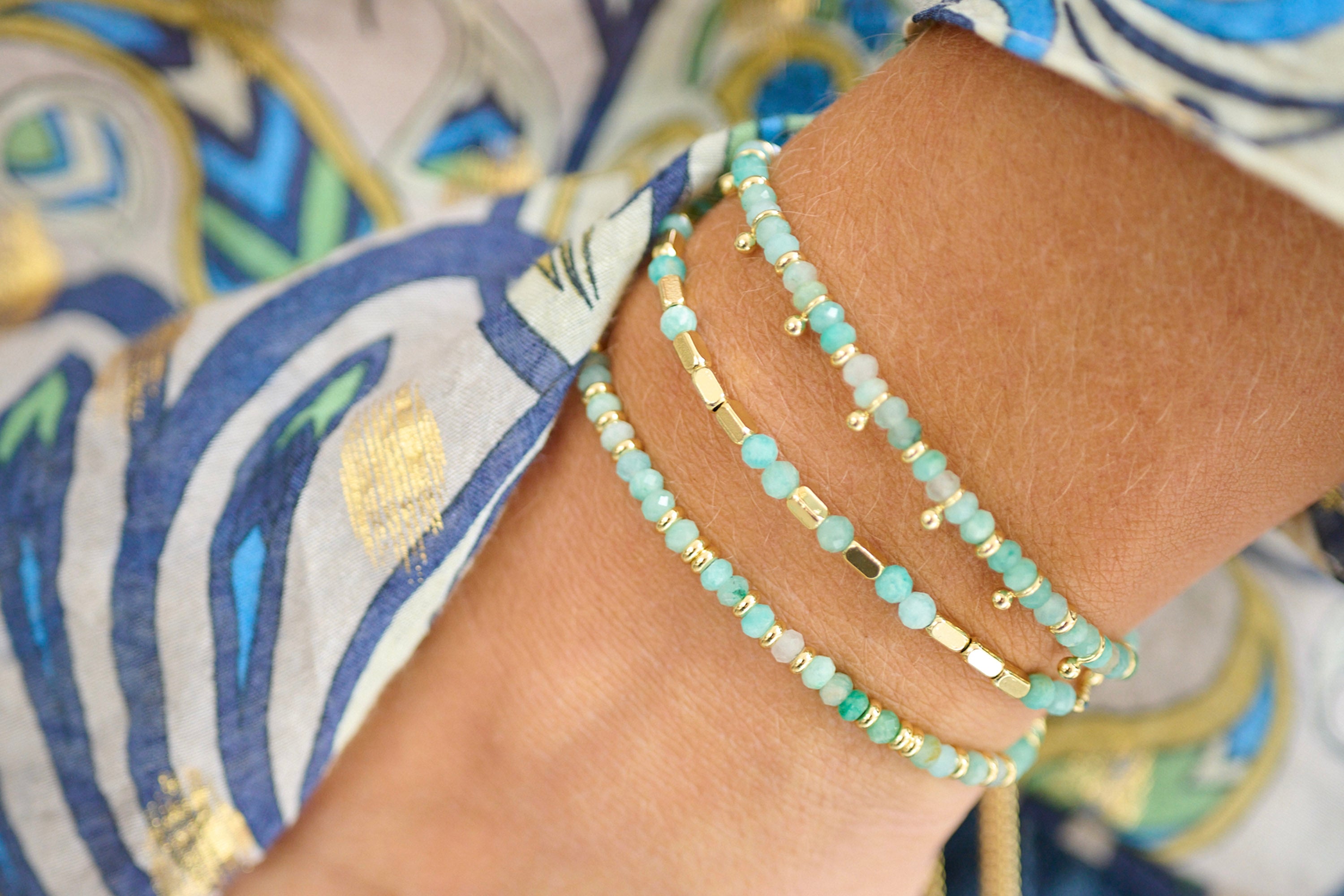 Encourage Amazonite Gold Bracelet