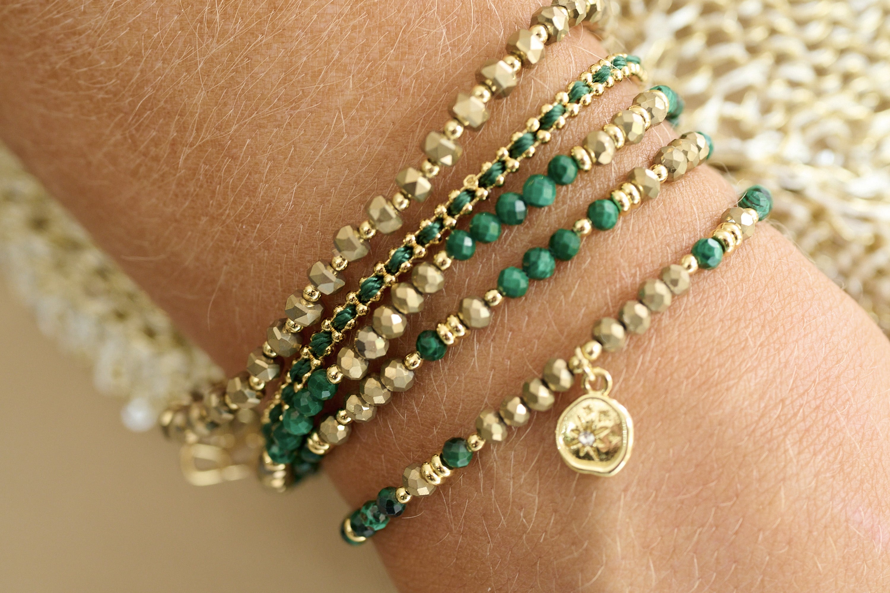 Olive Malachite Stretch Bracelet