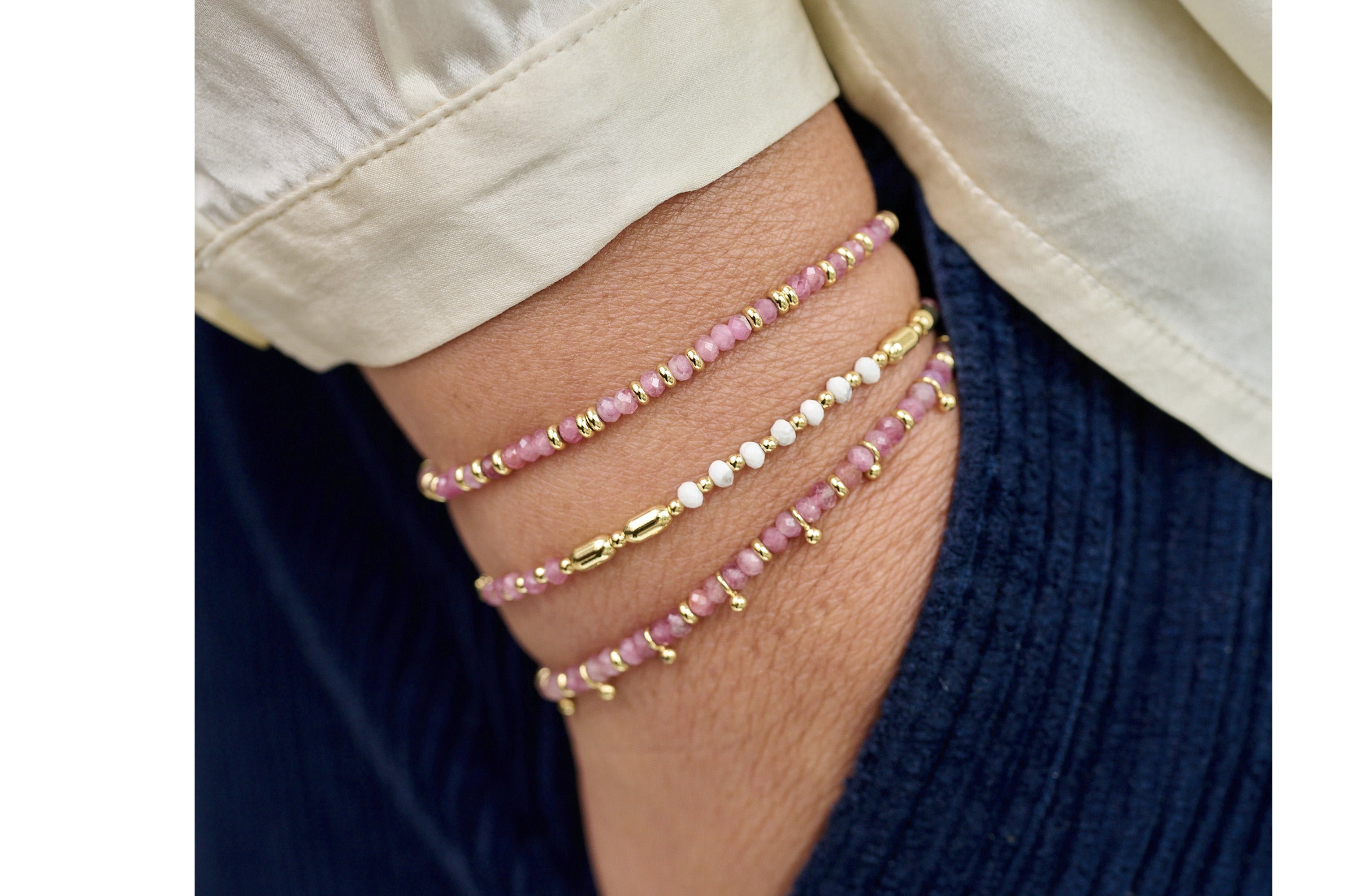 Harmony Pink Tourmaline Gold Bracelet