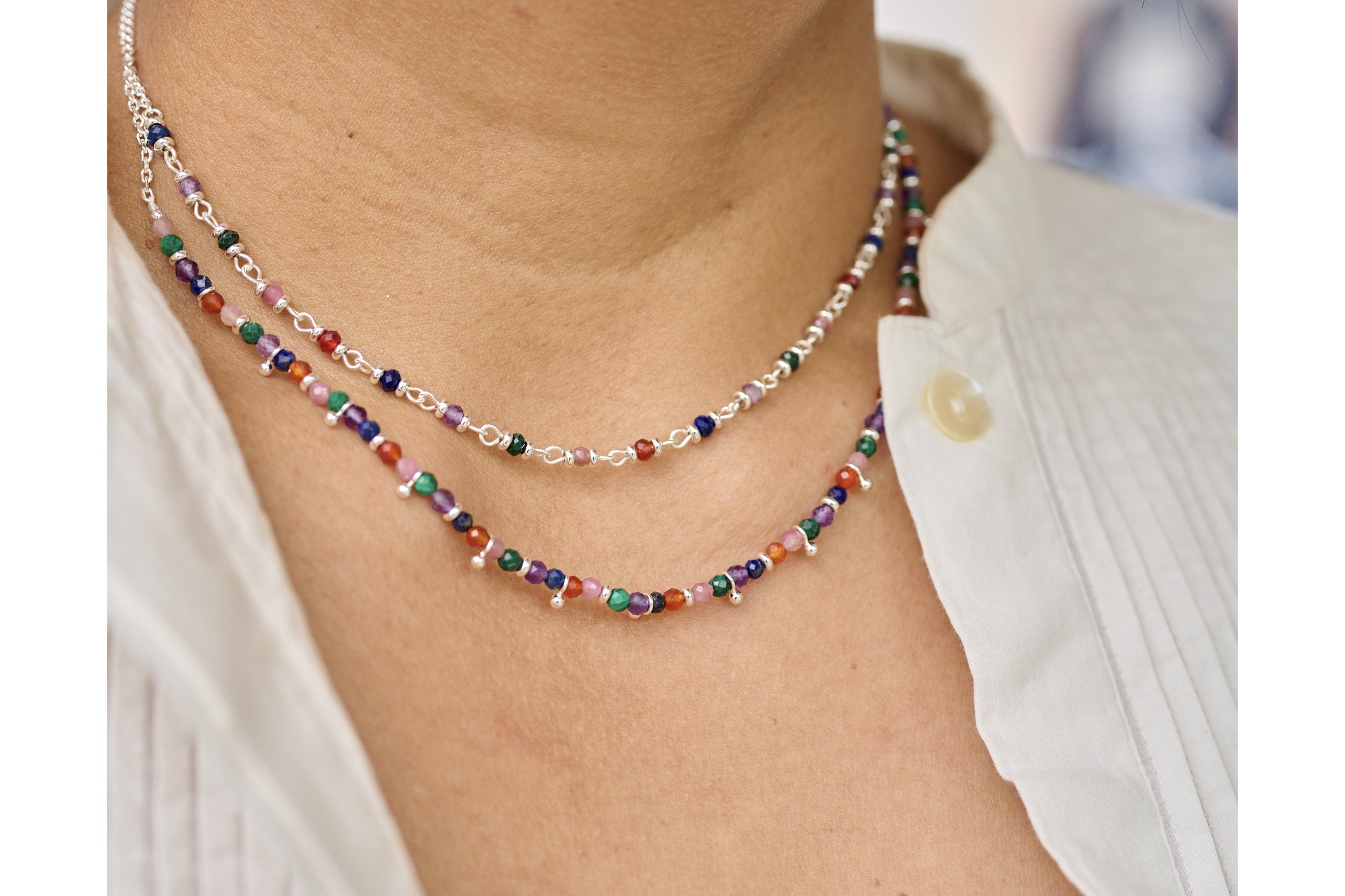 Salus Bright Multi Gemstone Gold Necklace