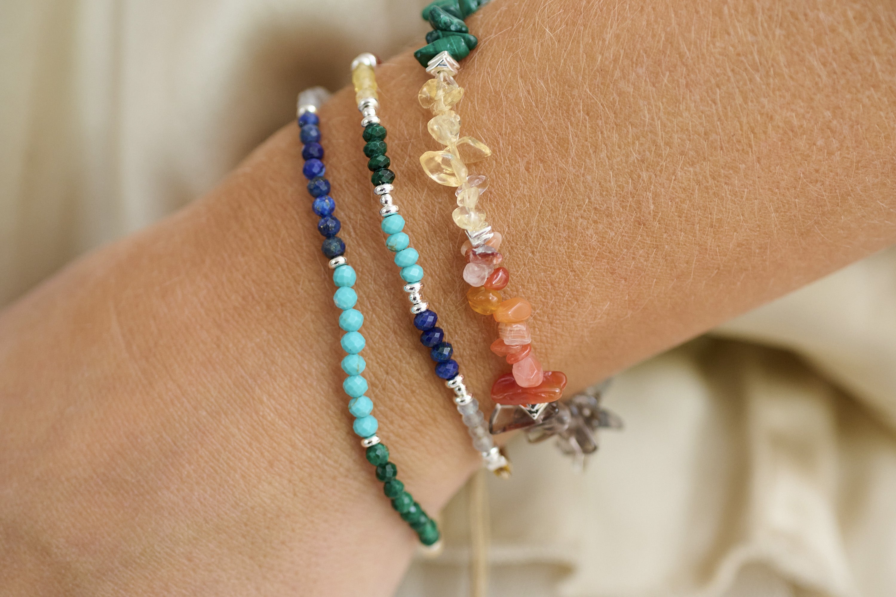 Rainbow 2 Layer Gemstone Bracelet Stack