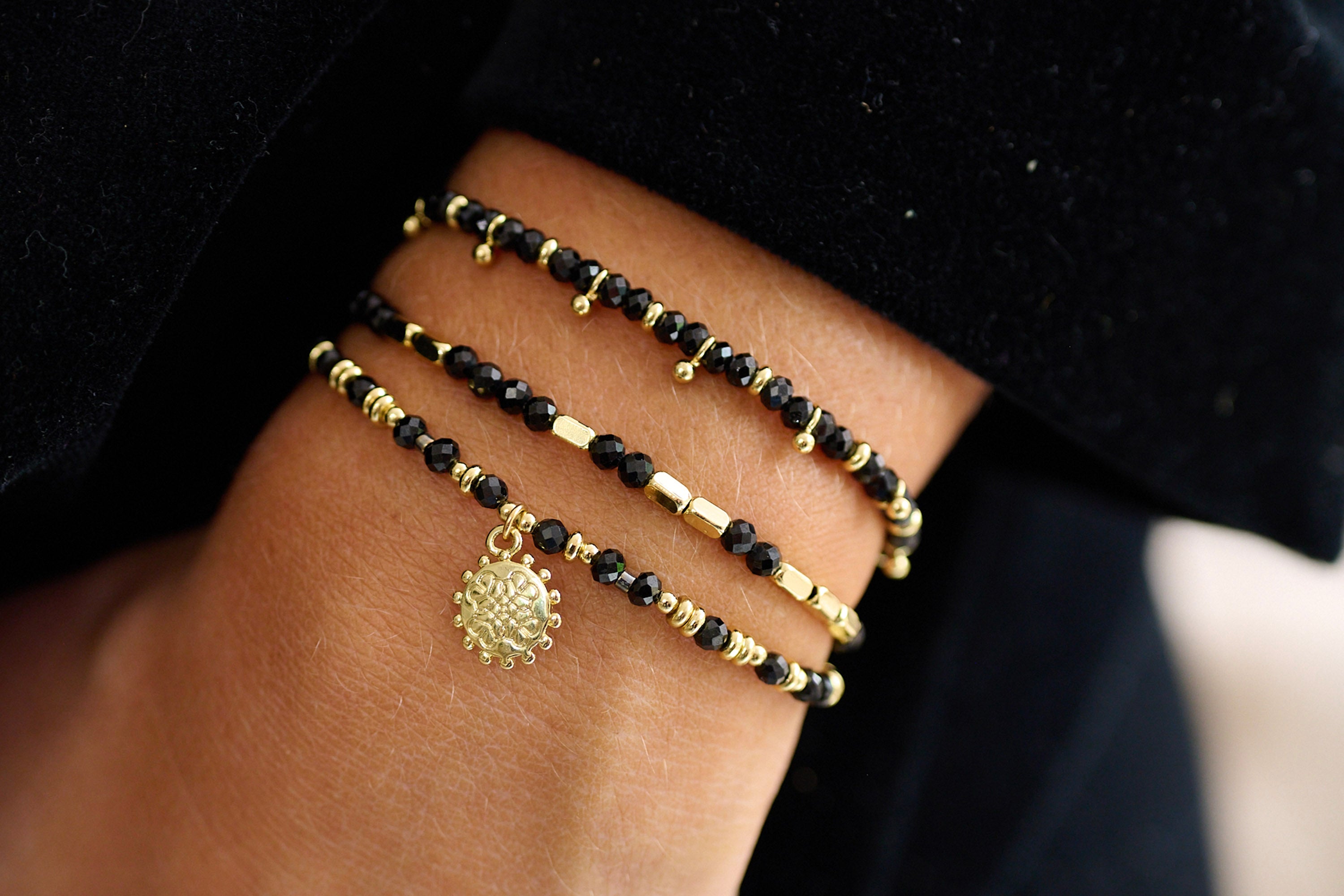 Raven Black Spinel Stretch Bracelet