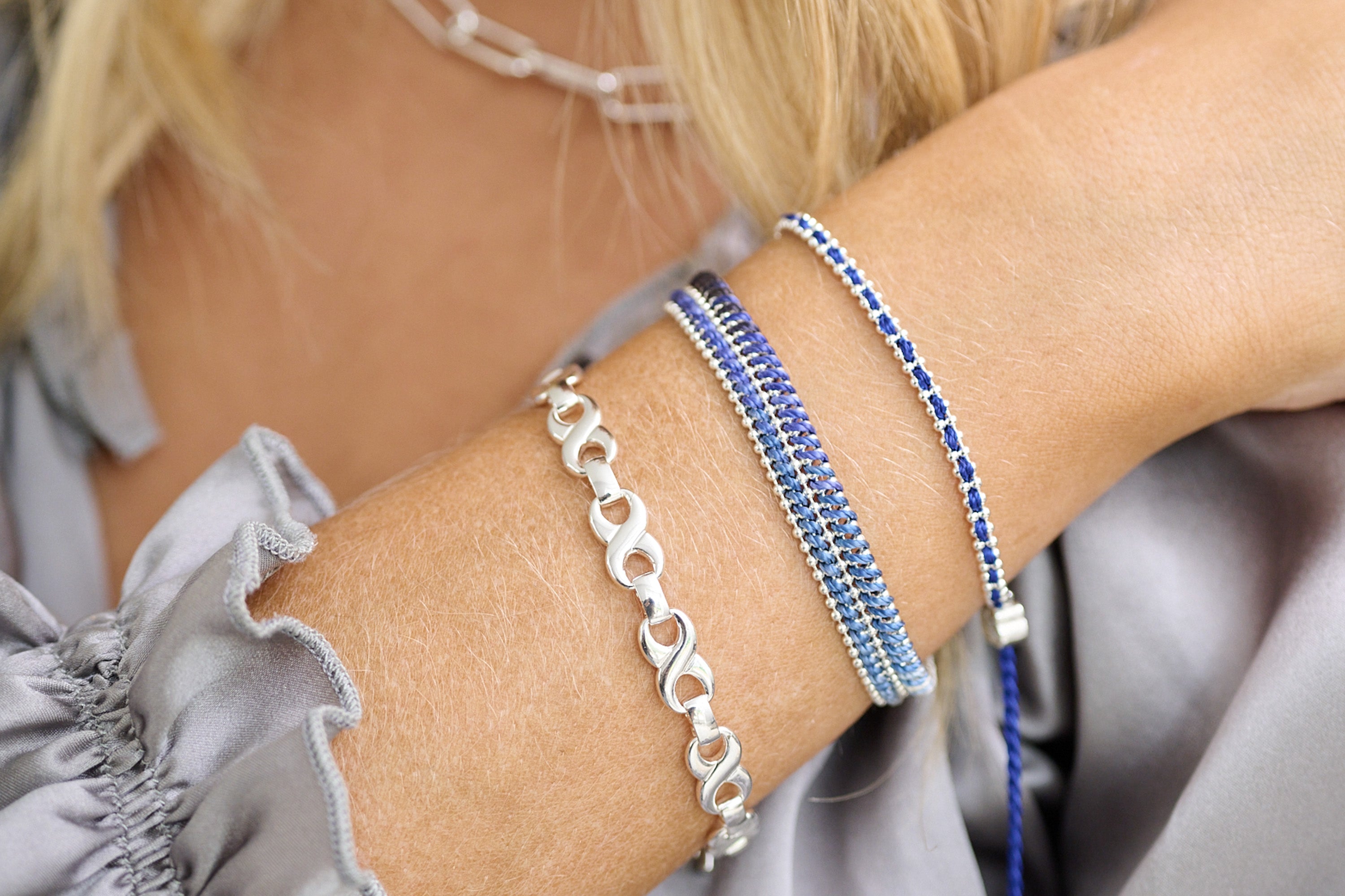 Braid Navy Blue & Silver Bracelet