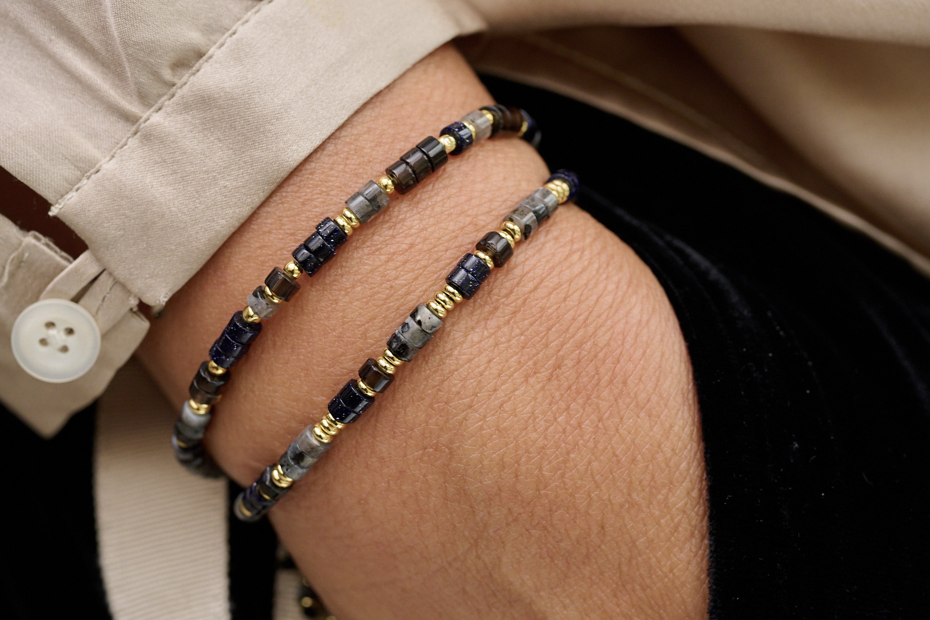 Gina 2 Layer Gemstone Bracelet Stack