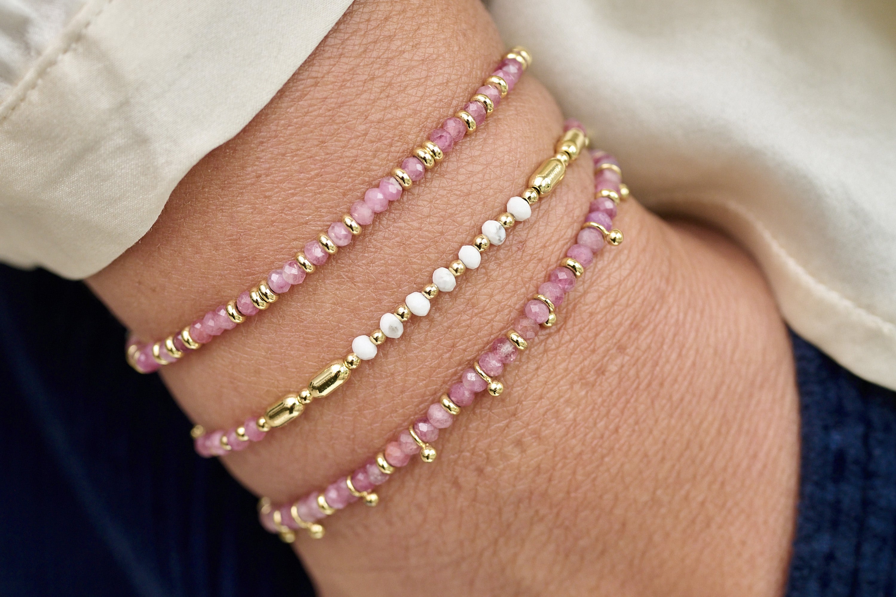 Harmony Pink Tourmaline Gold Bracelet