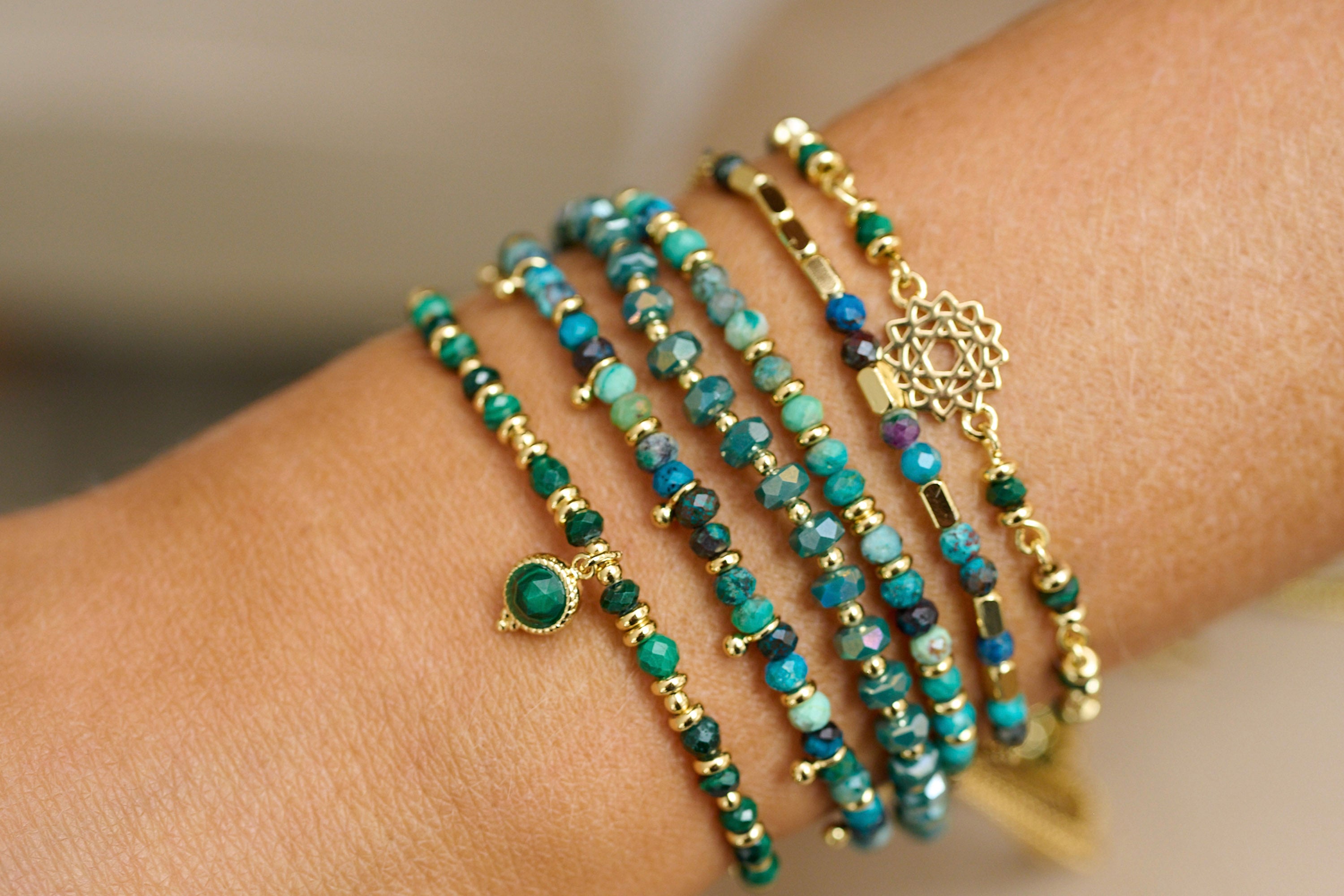 Sense Malachite Gold Beaded Friendship Bracelet