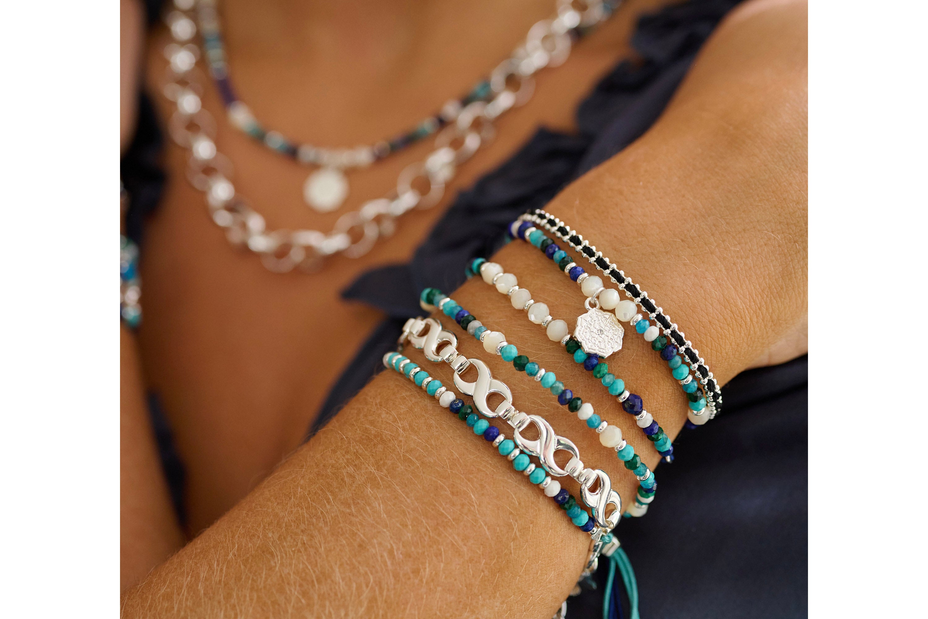 Braid Navy Blue & Silver Bracelet