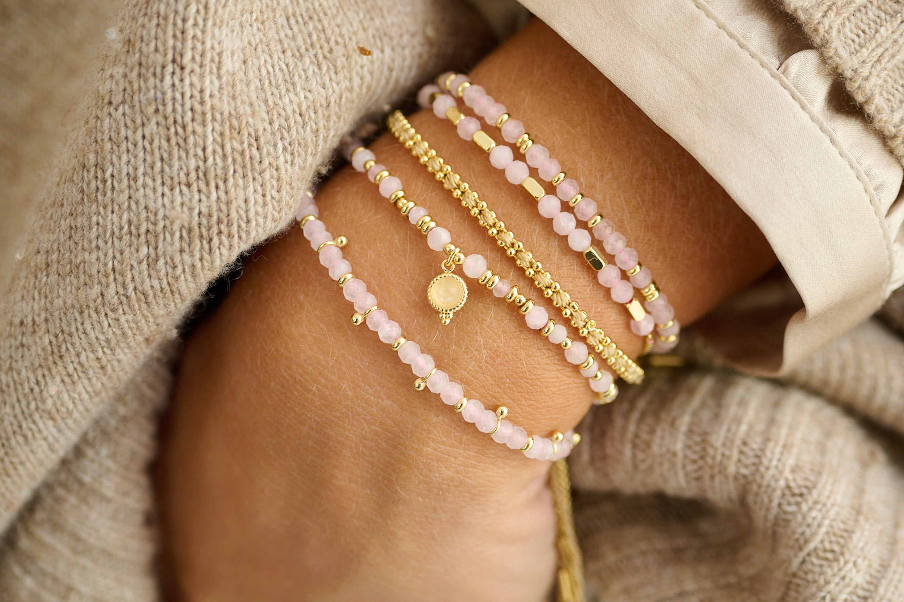 Affection Rose Quartz Gold Bracelet