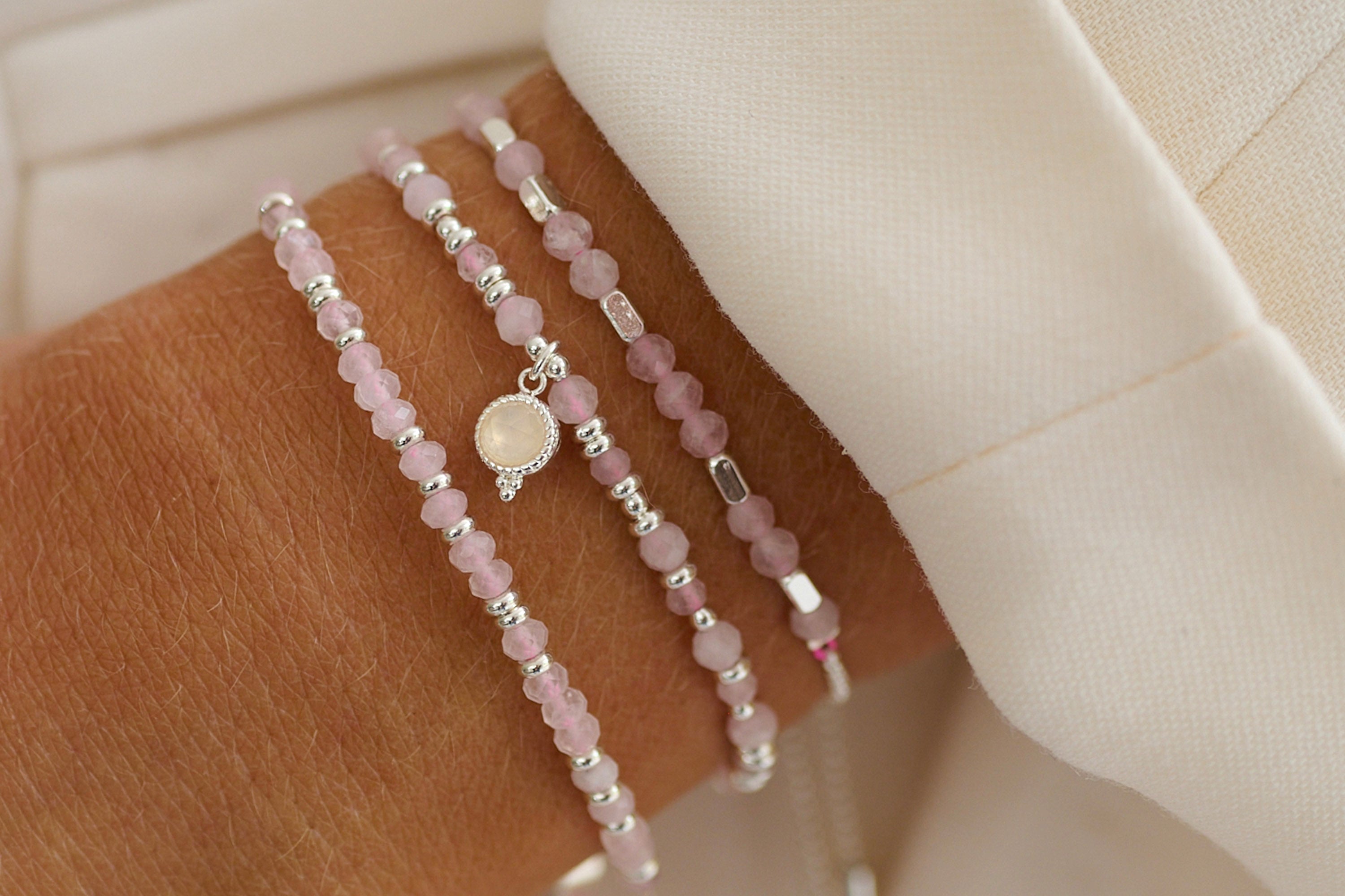 Affection Rose Quartz Silver Bracelet