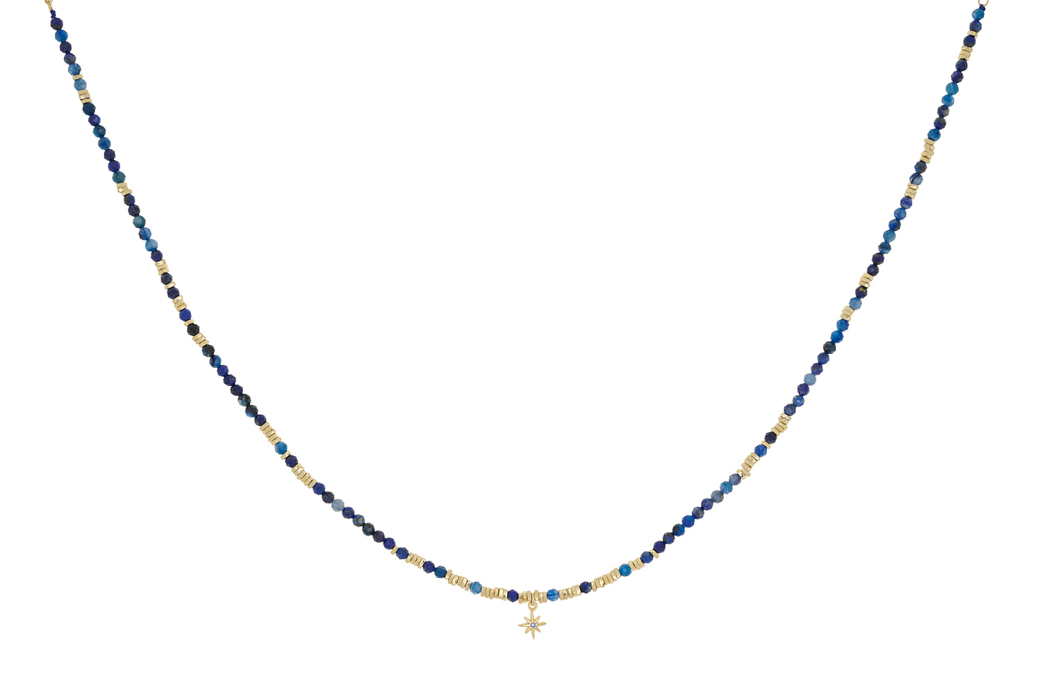 Yolanda Gold & Kyanite Mix Gemstone Necklace on white background