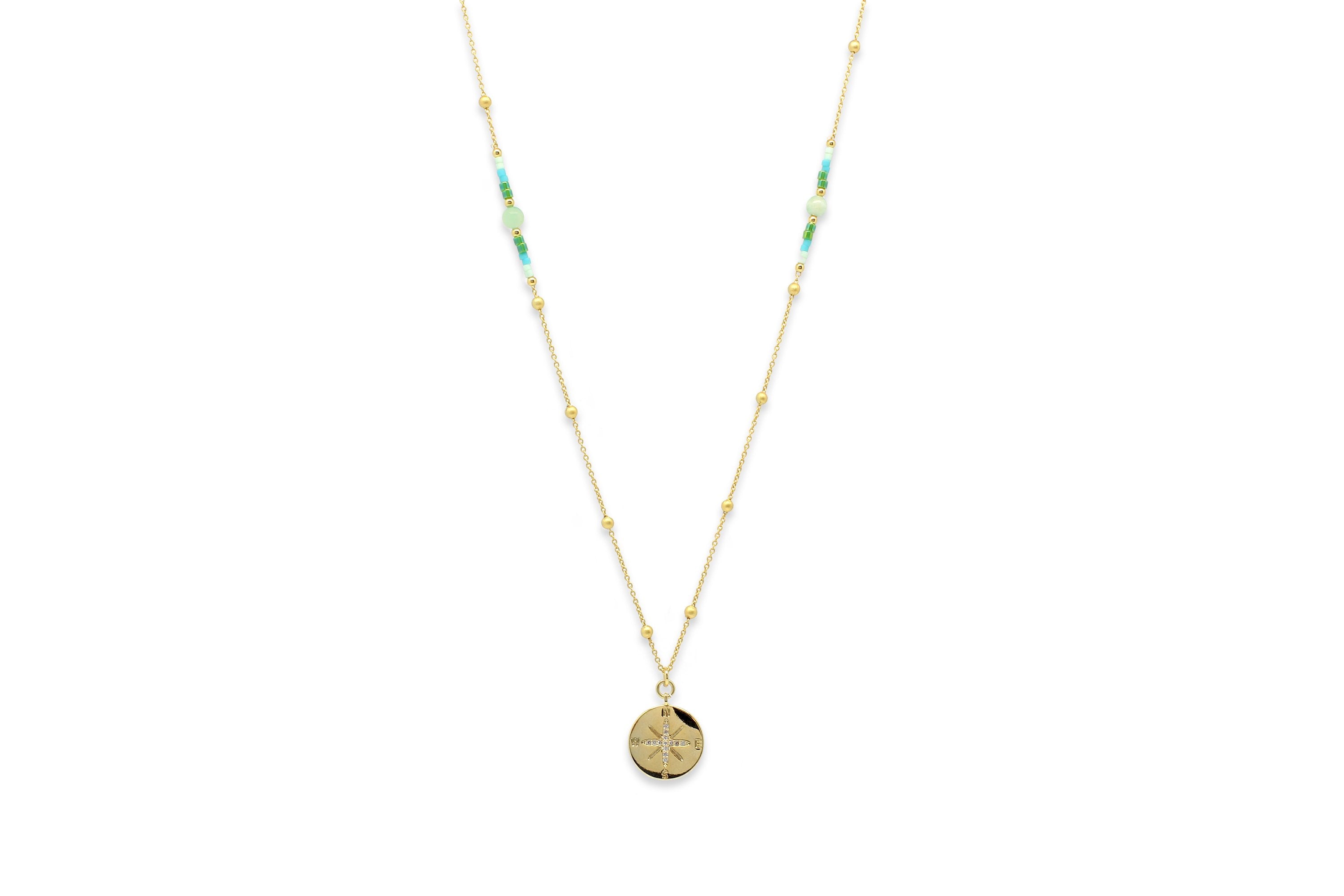 Asteria Gold Mint Long Beaded Necklace