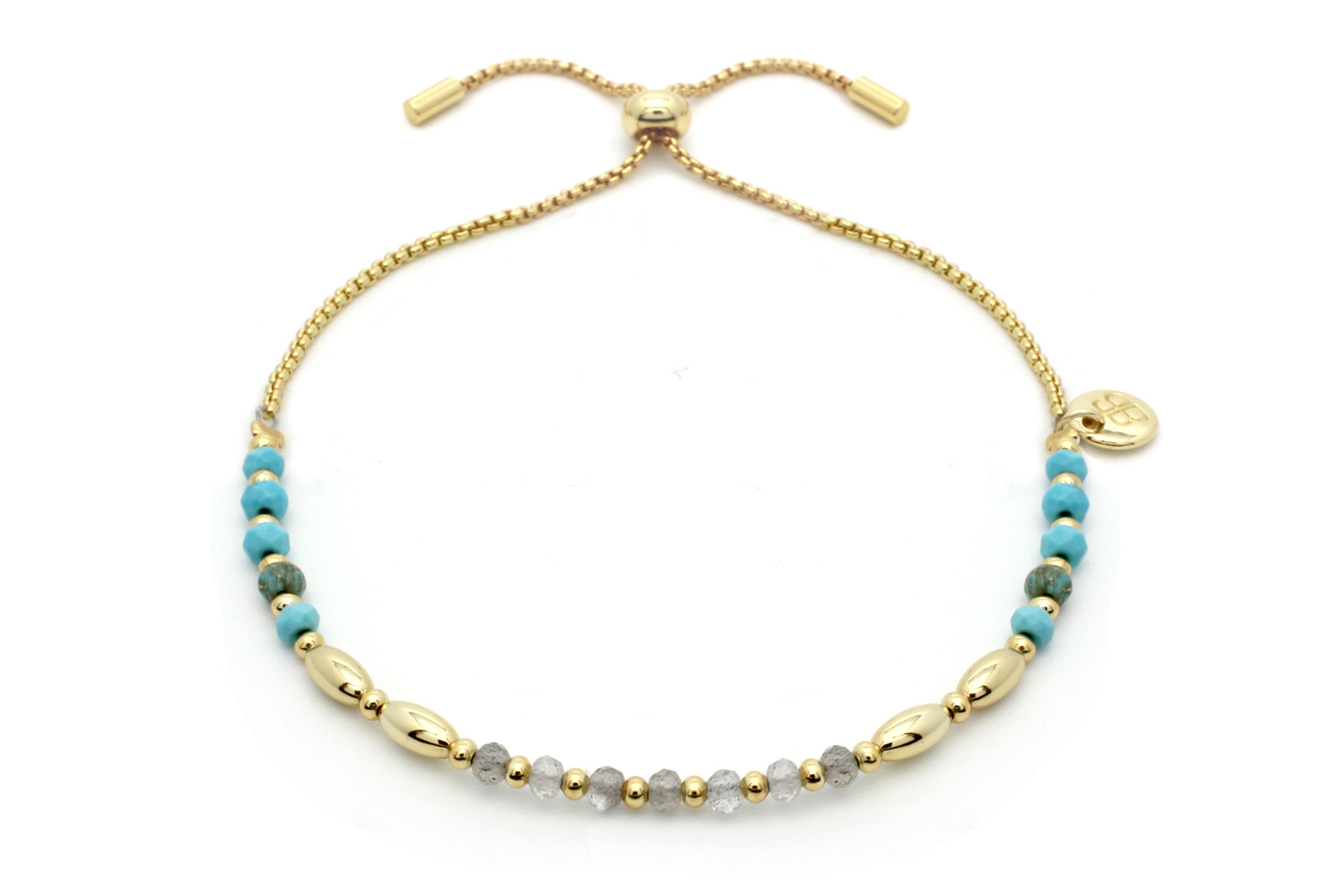 Bisbee Turquoise Gemstone Gold Bracelet