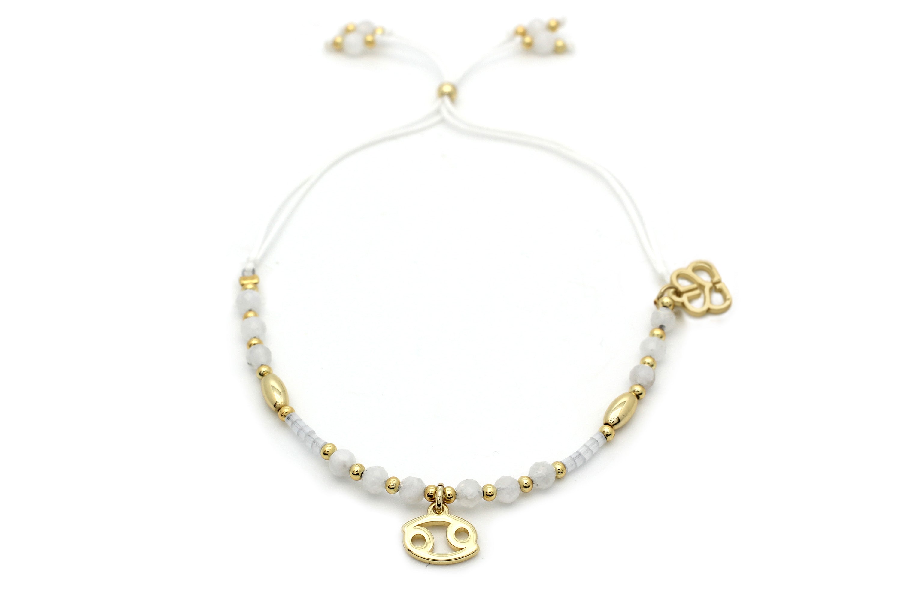 Cancer Zodiac Gemstone Gold Bracelet