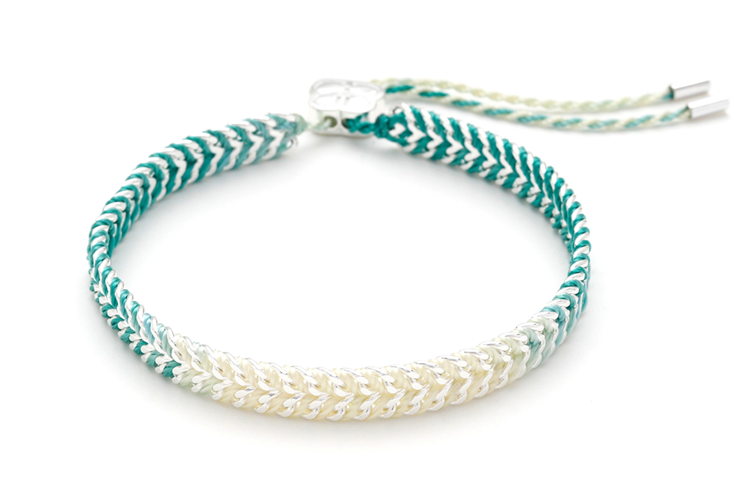 Iztac Green Ombré Silver Woven Bracelet