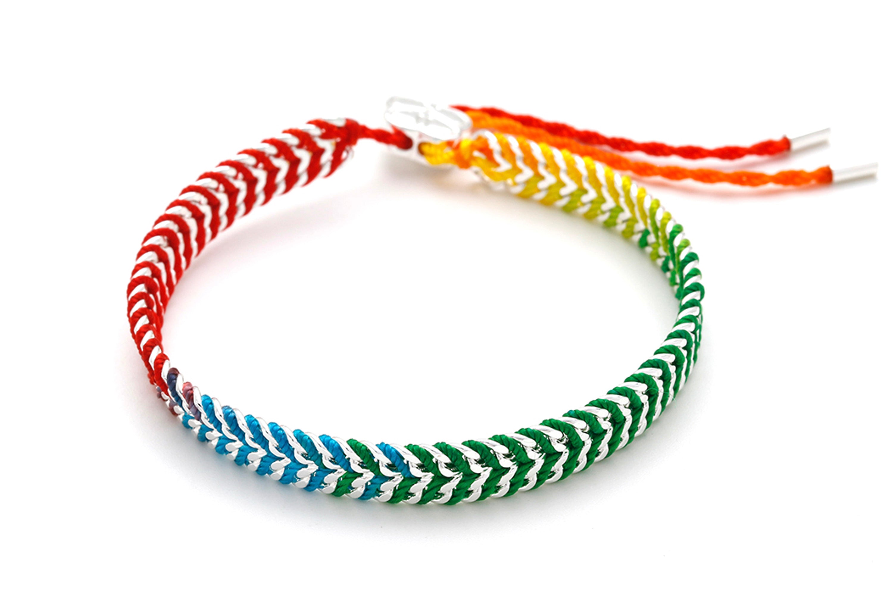 Iztac Rainbow Ombré Silver Woven Bracelet