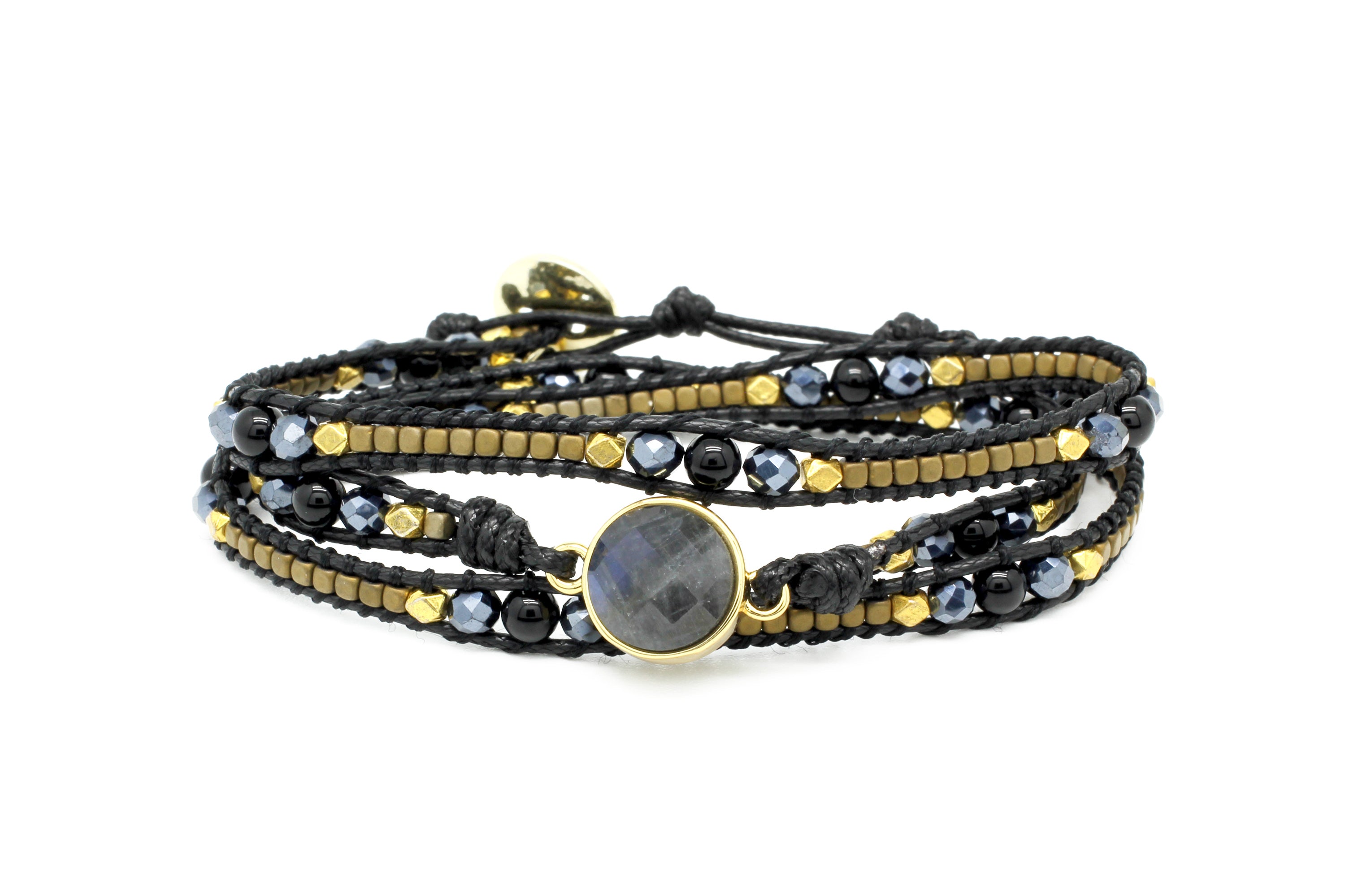 America Black Gemstone Wrap Bracelet