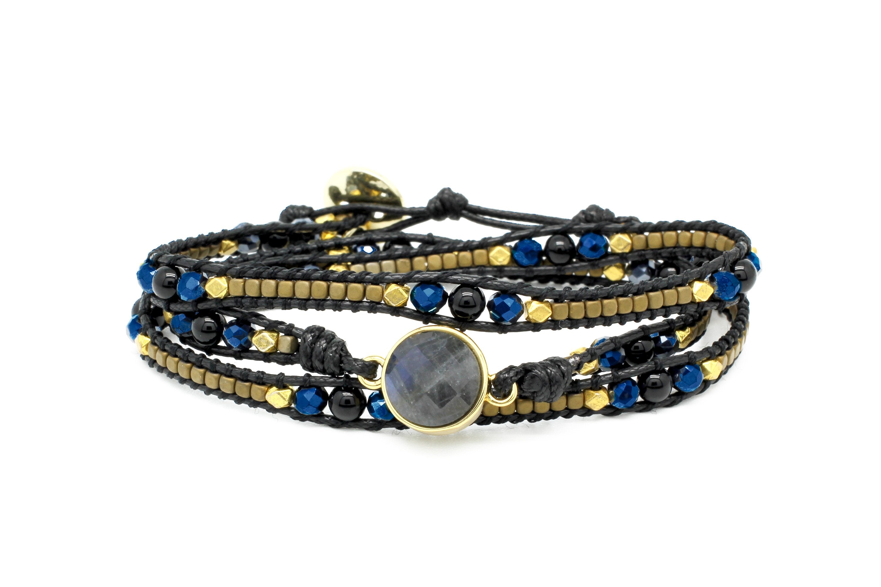 America Midnight Gemstone Wrap Bracelet