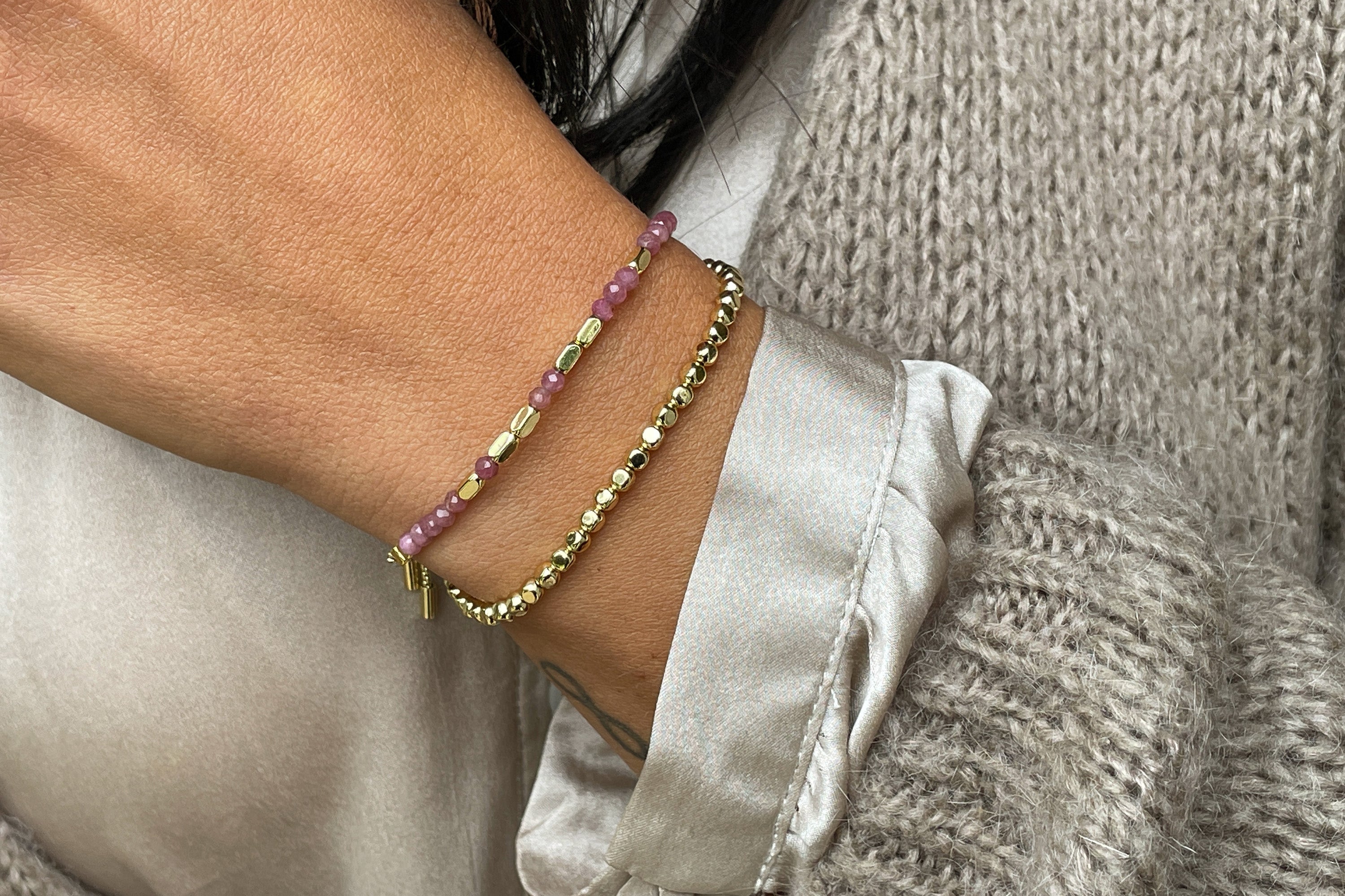 Happiness Pink Tourmaline Gold Bracelet