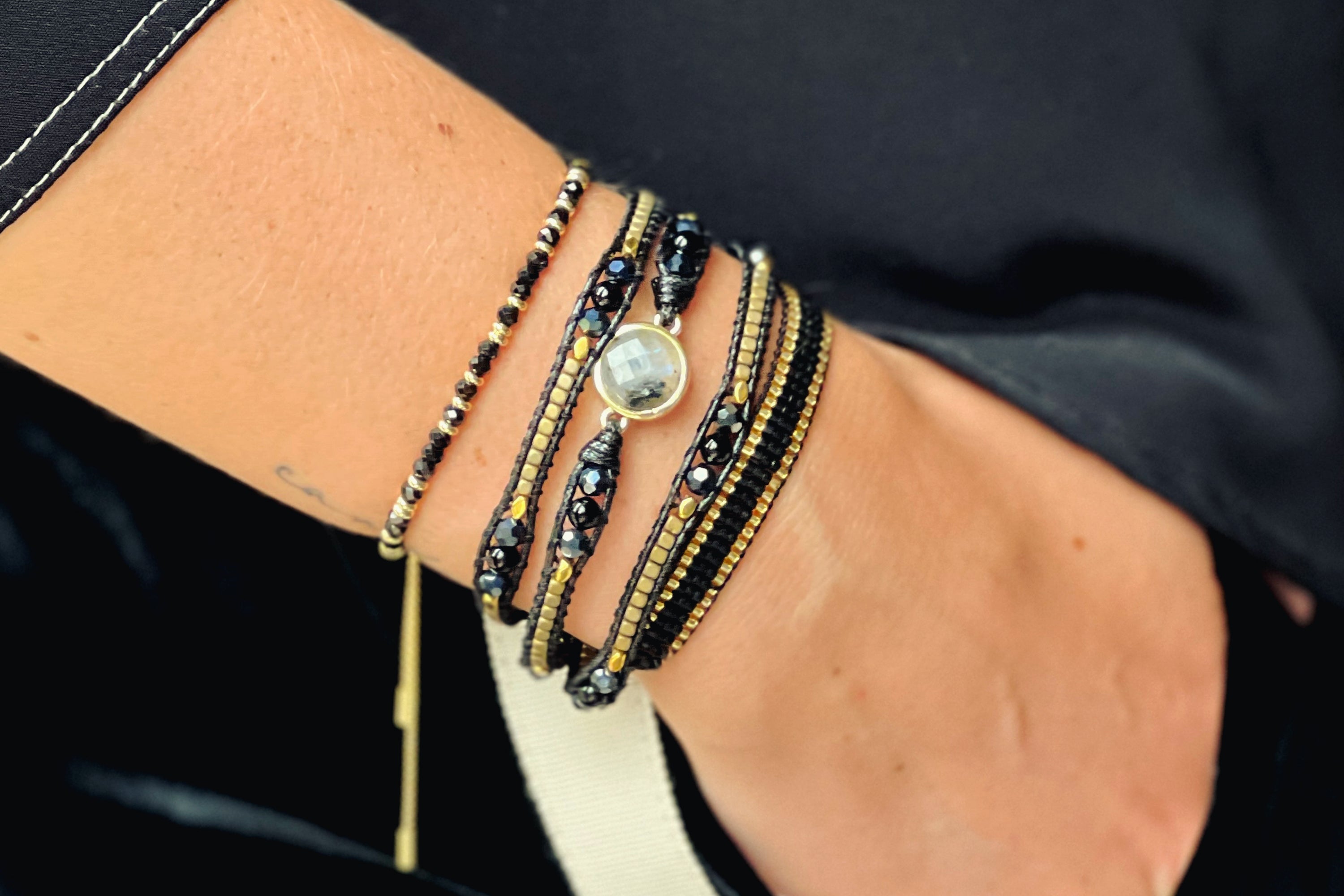 America Black Gemstone Wrap Bracelet