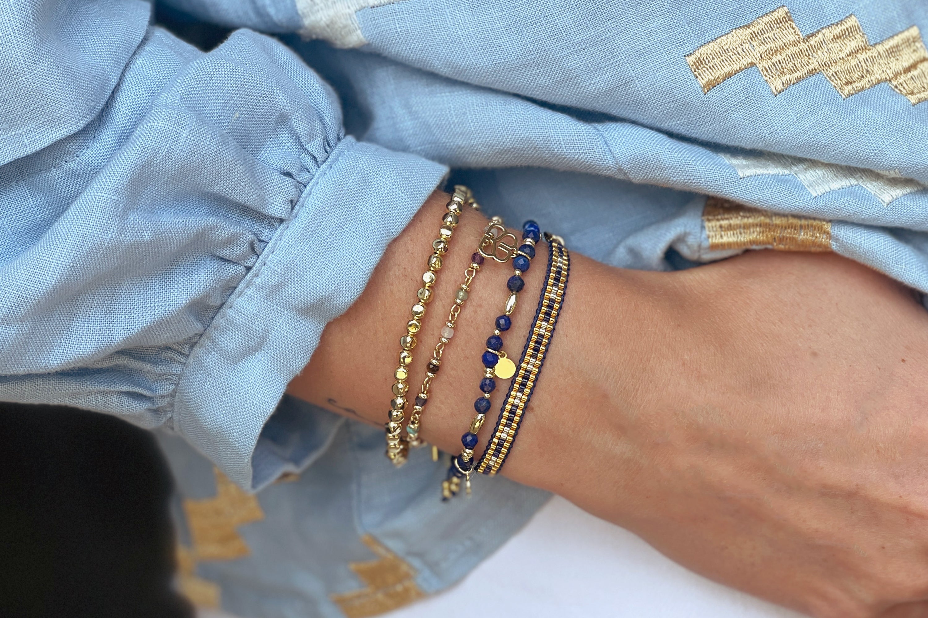 Starshine Navy Gold Beaded Friendship Bracelet