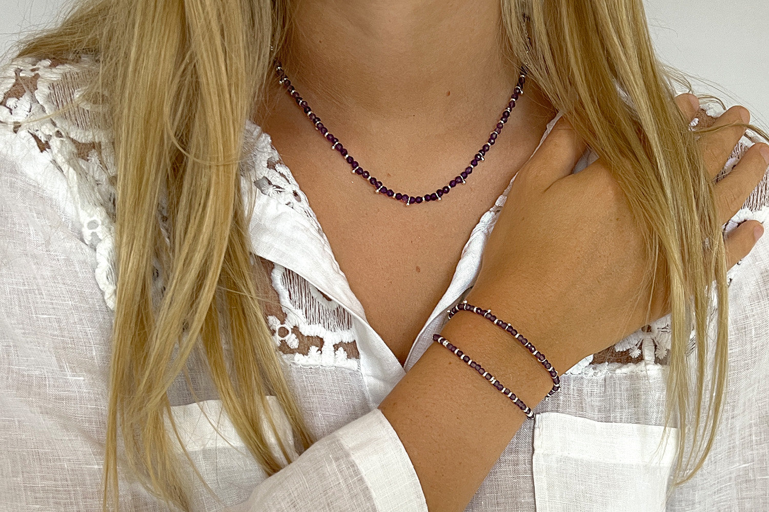 Salus Amethyst Gemstone Silver Necklace