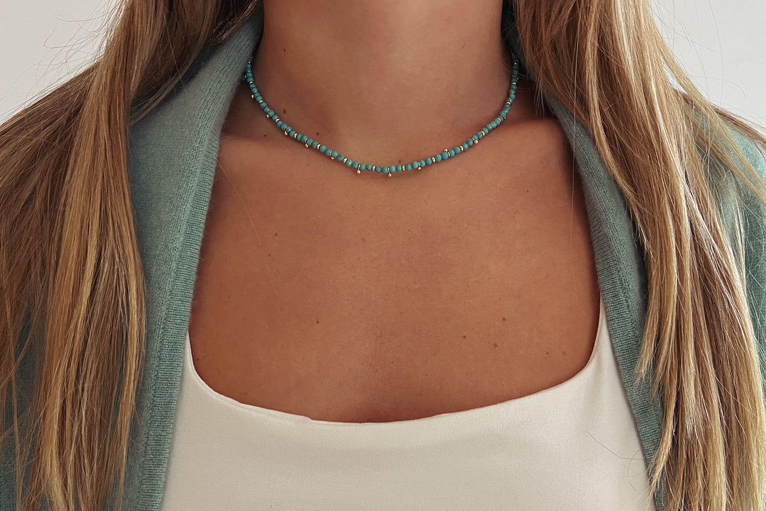 Salus Turquoise Gold Gemstone Necklace