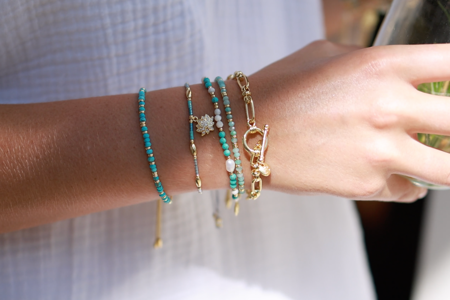 Candelaria Blue Friendship Gold Bracelet