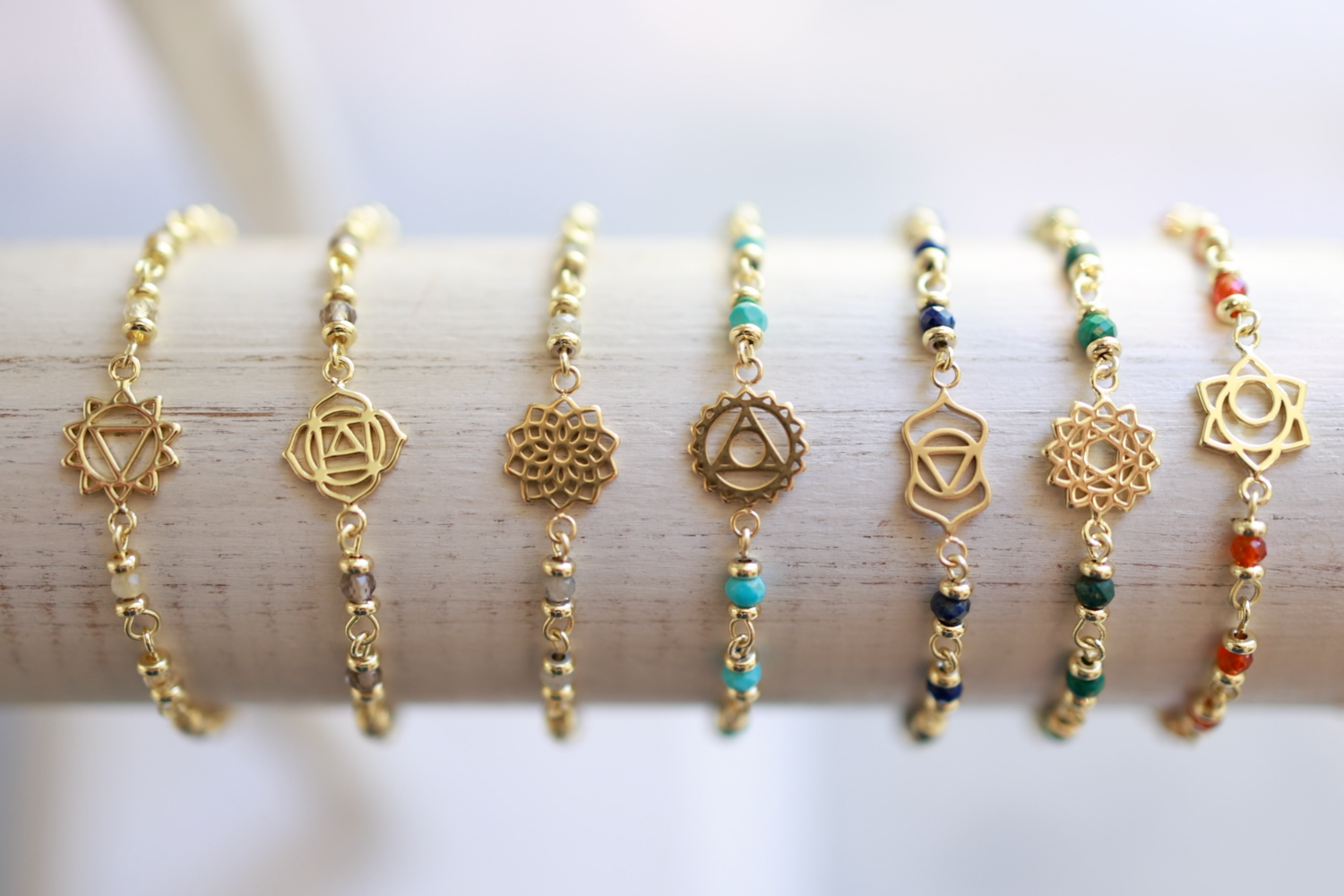 Crown Chakra Gemstone Gold Bracelet