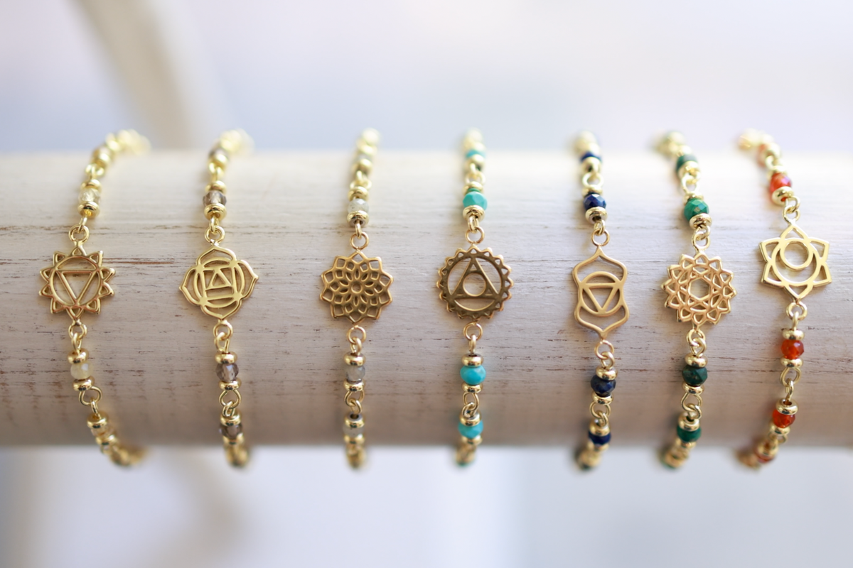 Crown Chakra Gemstone Silver Bracelet