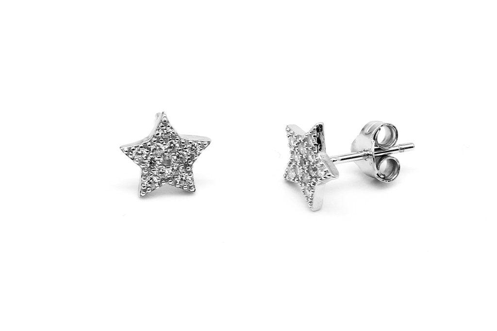 Chastain Silver Star Stud Earrings