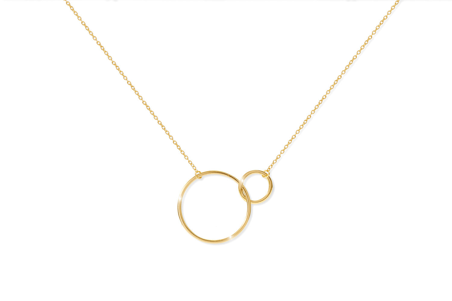 Claret Short Gold Sterling Silver Double Circle Necklace