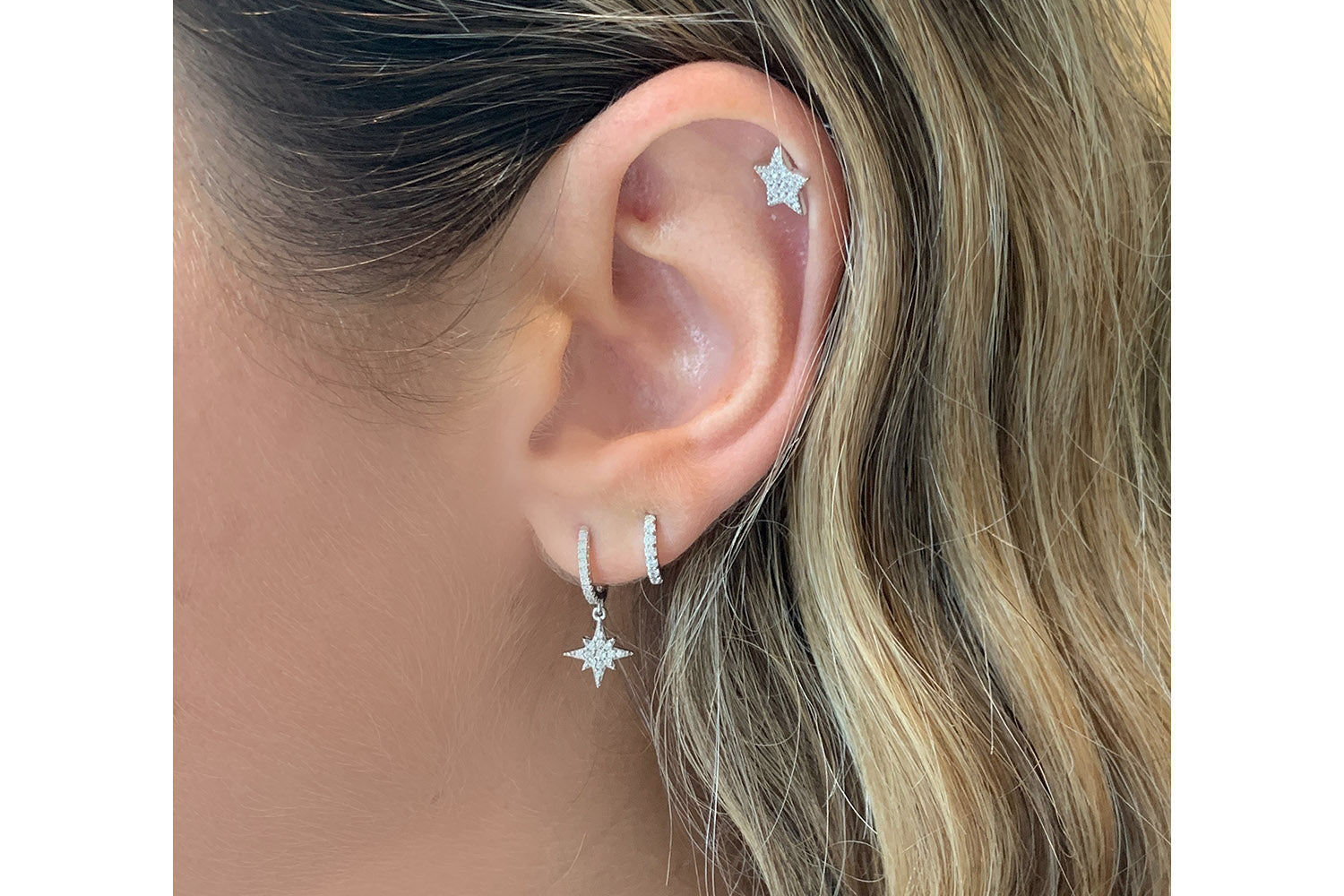 Chastain Silver Star Stud Earrings