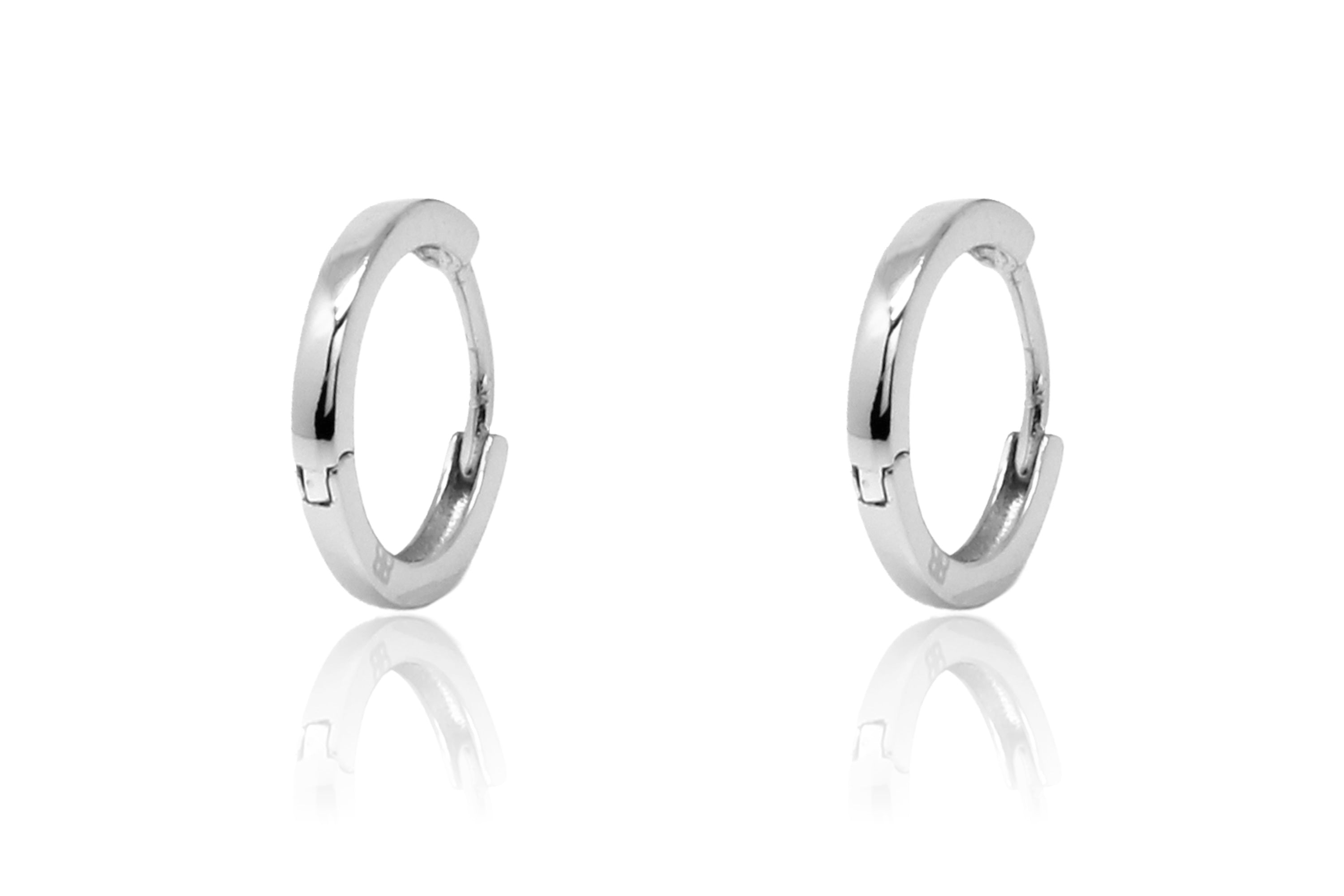 Dorval Silver Plain Hoop Huggie Earrings