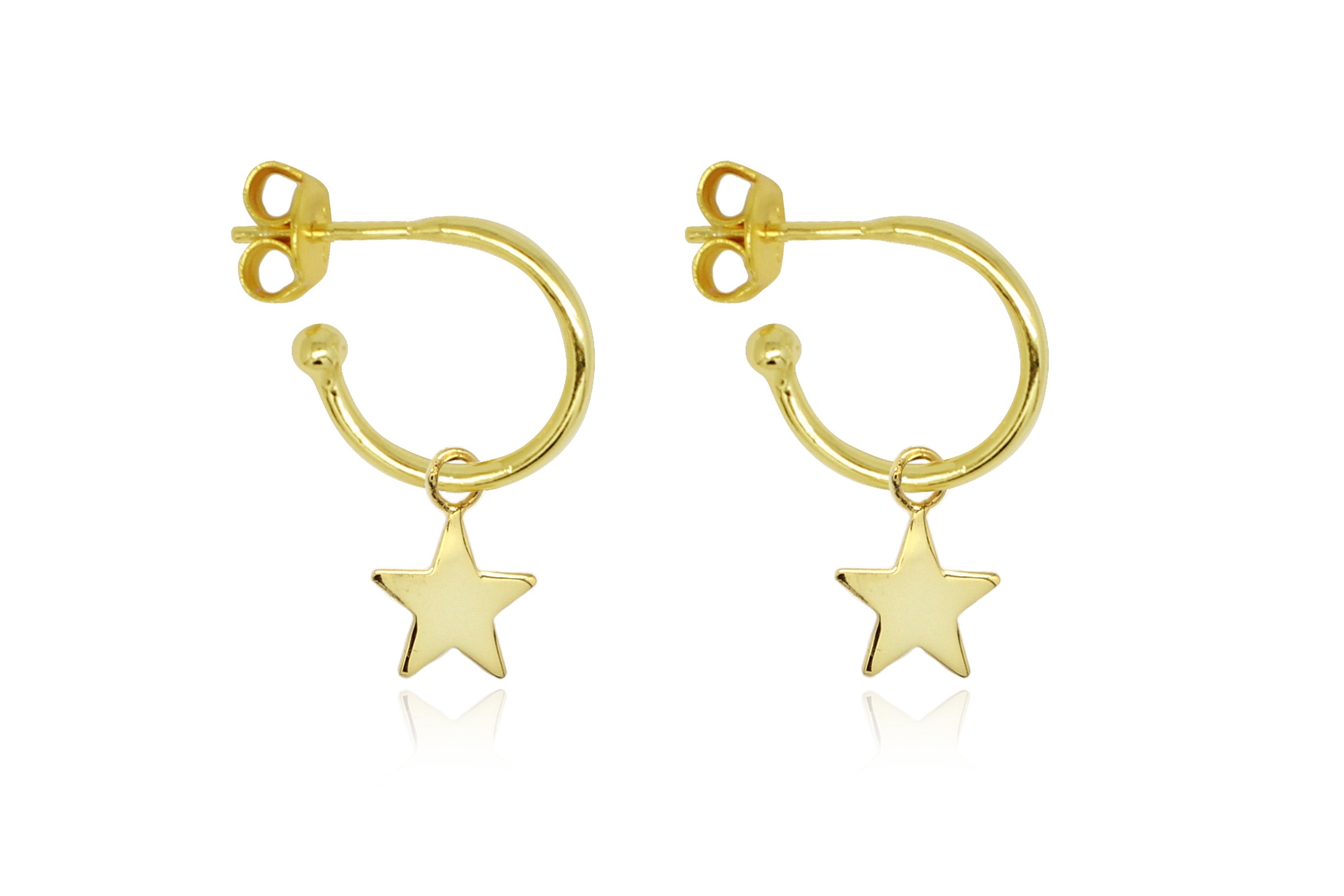 Dushku Gold Star Charm Hoop Earrings