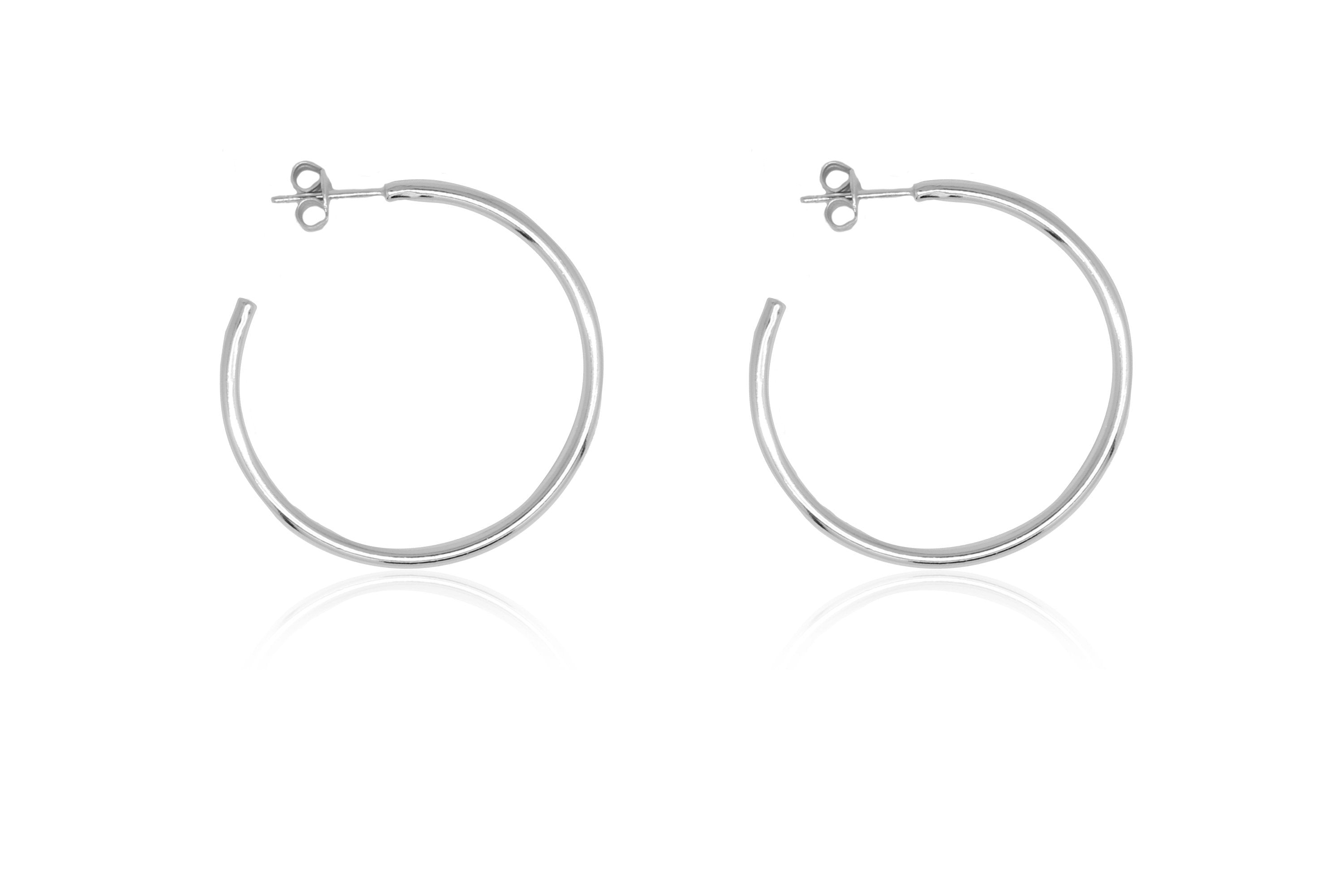 Julin 34mm Silver Plain Hoop Earrings