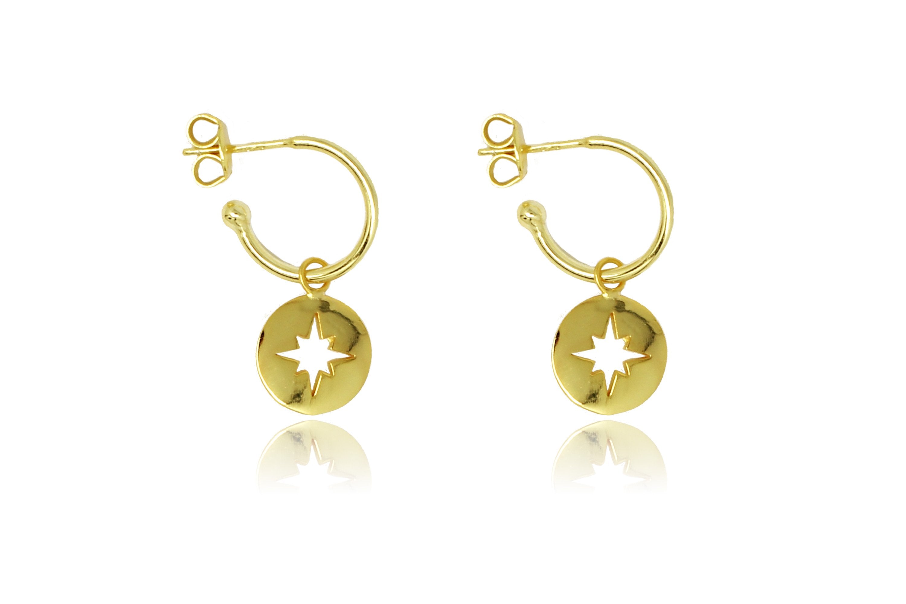 Mack Gold Starburst Charm Hoop Earrings